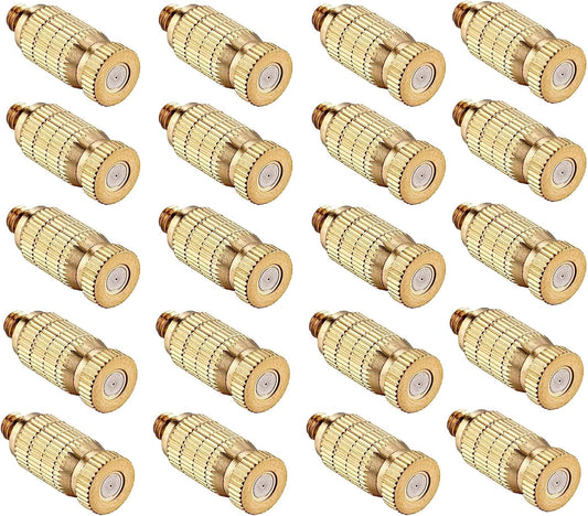 20pcs High Pressure Atomizer Nozzle Brass Misting Nozzles for Outdoor Cooling System, Landscaping, Greenhouse Irrigation, Air Humidification, Anti-Drip Fogging Spray Head(0.02"/0.5mm)