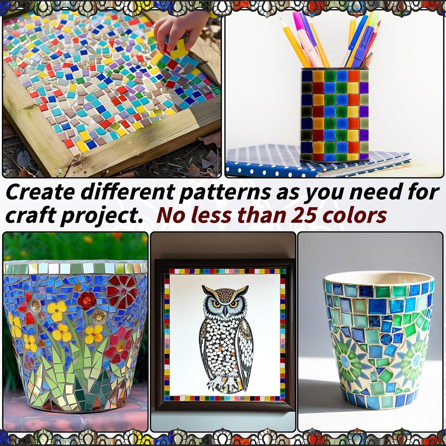 3200 Pcs Mosaic Tiles, Glass Mosaic Tiles for Crafts Bulk, Assorted Color Stained Mosaic Glass Pieces, Mosaic Supplies for Home Decoration, Art Crafts, DIY Projects, Opaque