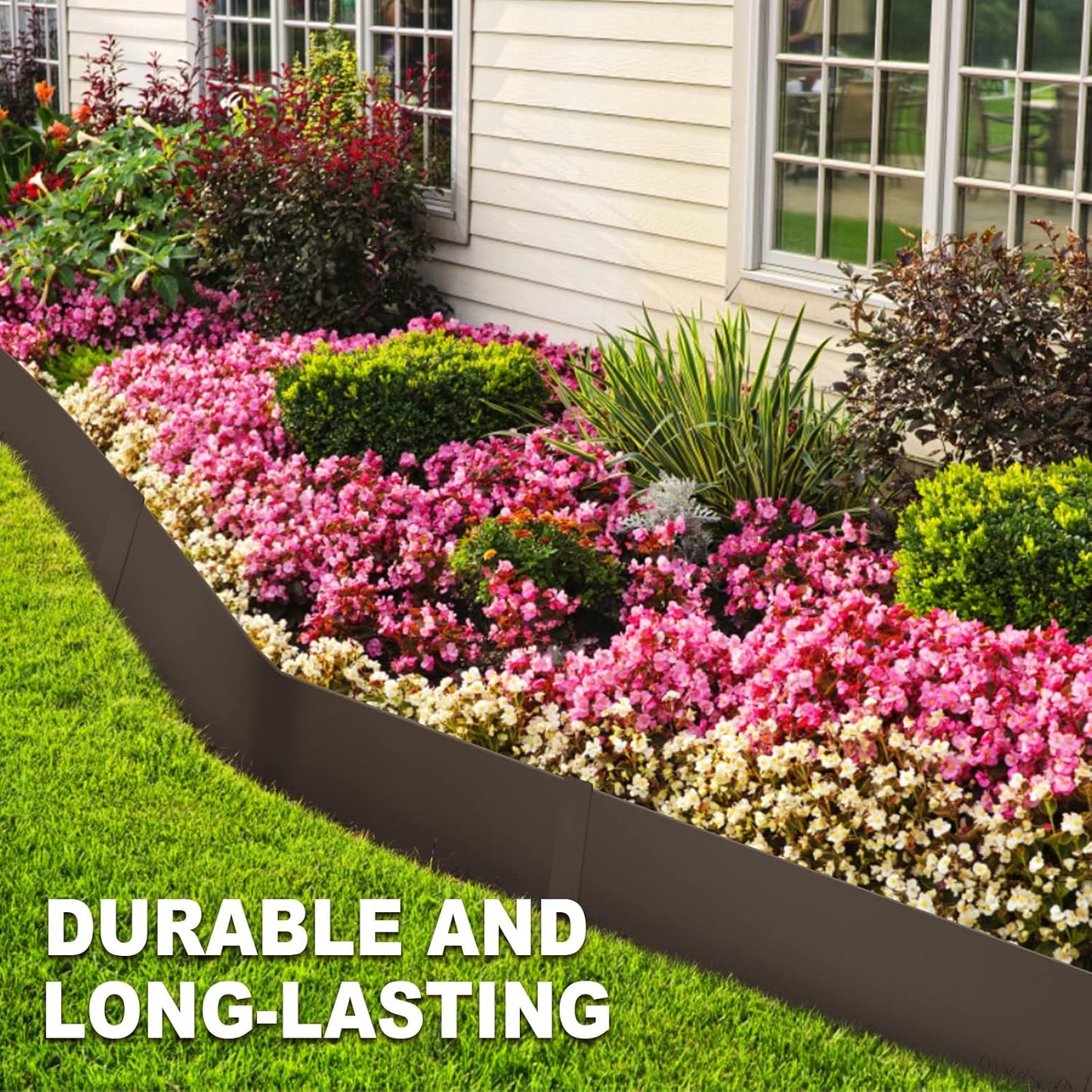 4 Inch Metal Landscape Edging, 6 Pack Heavy Duty Galvanized Steel Garden Edging, Hammer-in Metal Edging for Landscaping for Lawn, Pathway, Yard