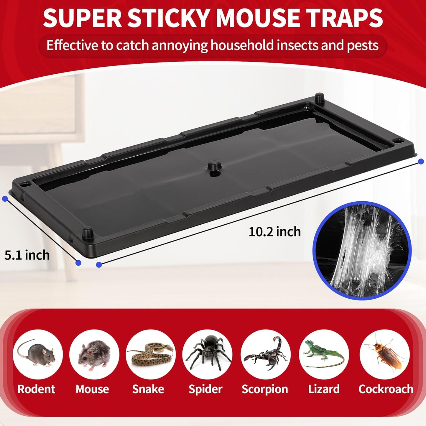 LULUCATCH Mouse Traps, 12 Pack Glue Traps, Pre-Baited Non-Toxic Bulk Mouse Traps Indoor for Home, Rat Traps Indoor for Mole, Mice, Snakes, Rodents, Pet Safe Pest Control