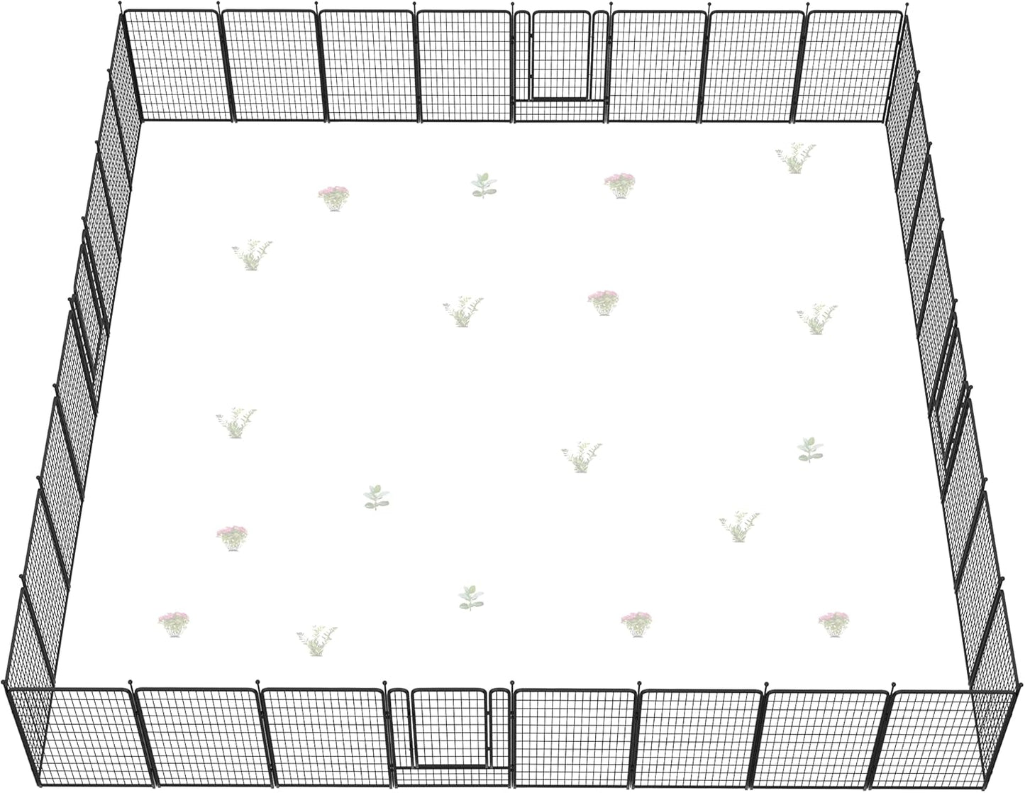 FXW Garden Fence Outdoor for The Yard – 50in(H) x 83.5ft(L) Heavy Duty Metal Animal Barrier for Dog and Rabbit, Decorative Dog Fence, 32 Panels, Black
