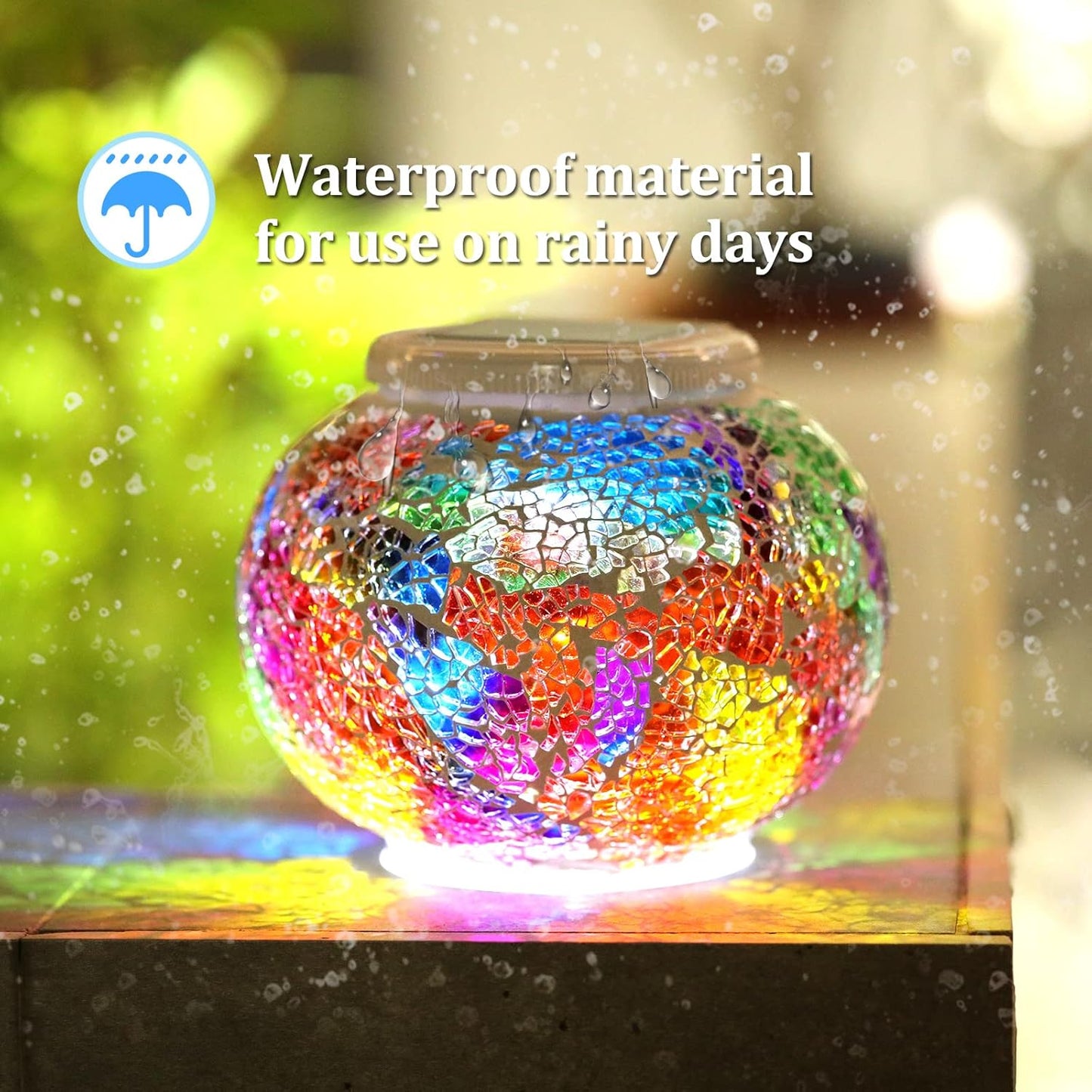 Color Changing Solar Powered Glass Ball Garden Lights，echargeable Solar Table Lights Outdoor Waterproof Solar Night Lights for Garden, Patio, Party，Outdoor/Indoor Decorations, Ideal Gift