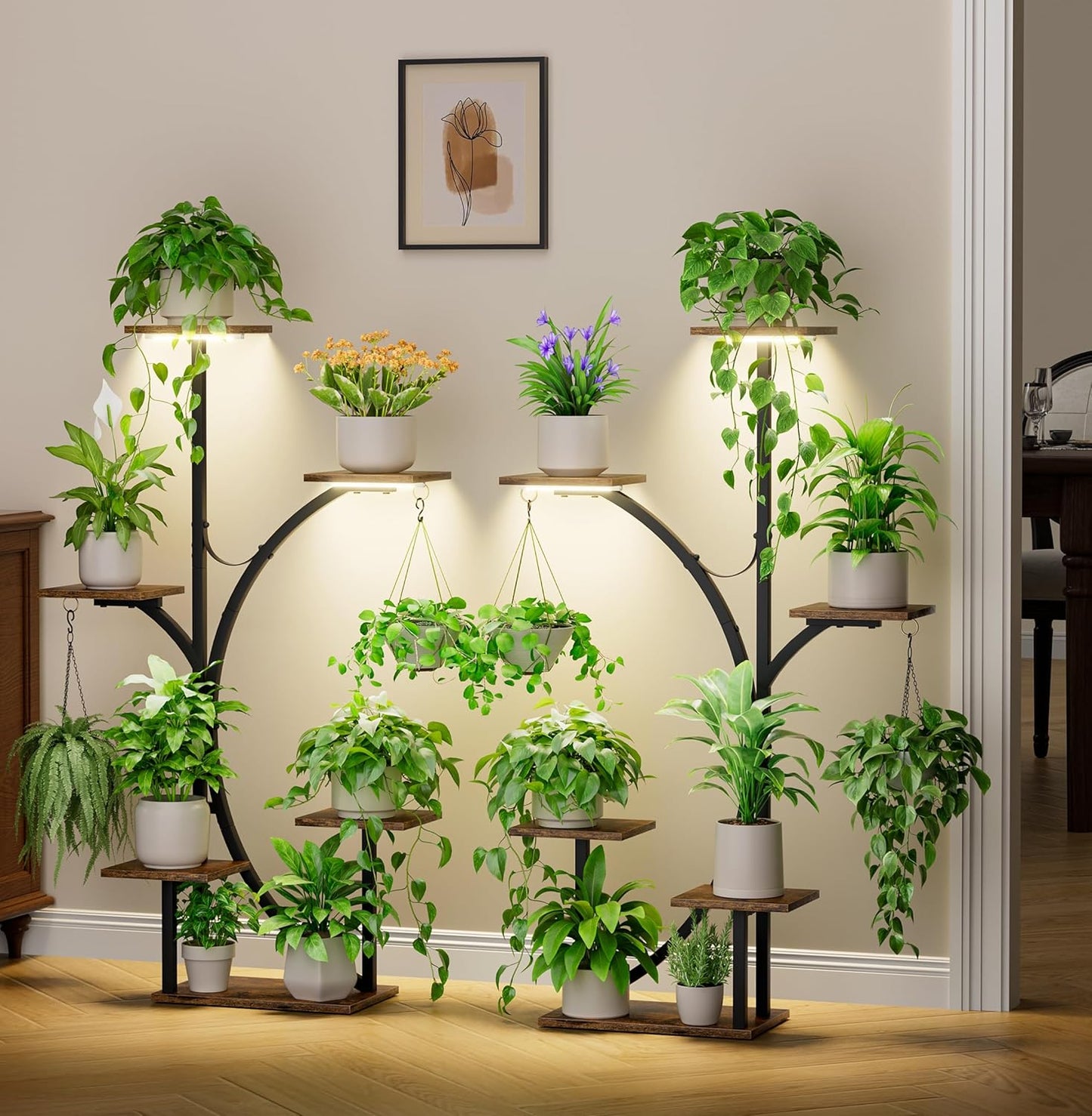 Plant Stand Indoor with Grow Lights - 2 Pack Corner Plant Shelf, 6 Tiered 47'' Indoor Plant Stands for Multiple Plants, K-Shaped Plant Rack Display Holder, Flower Stands for Living Room Patio Home