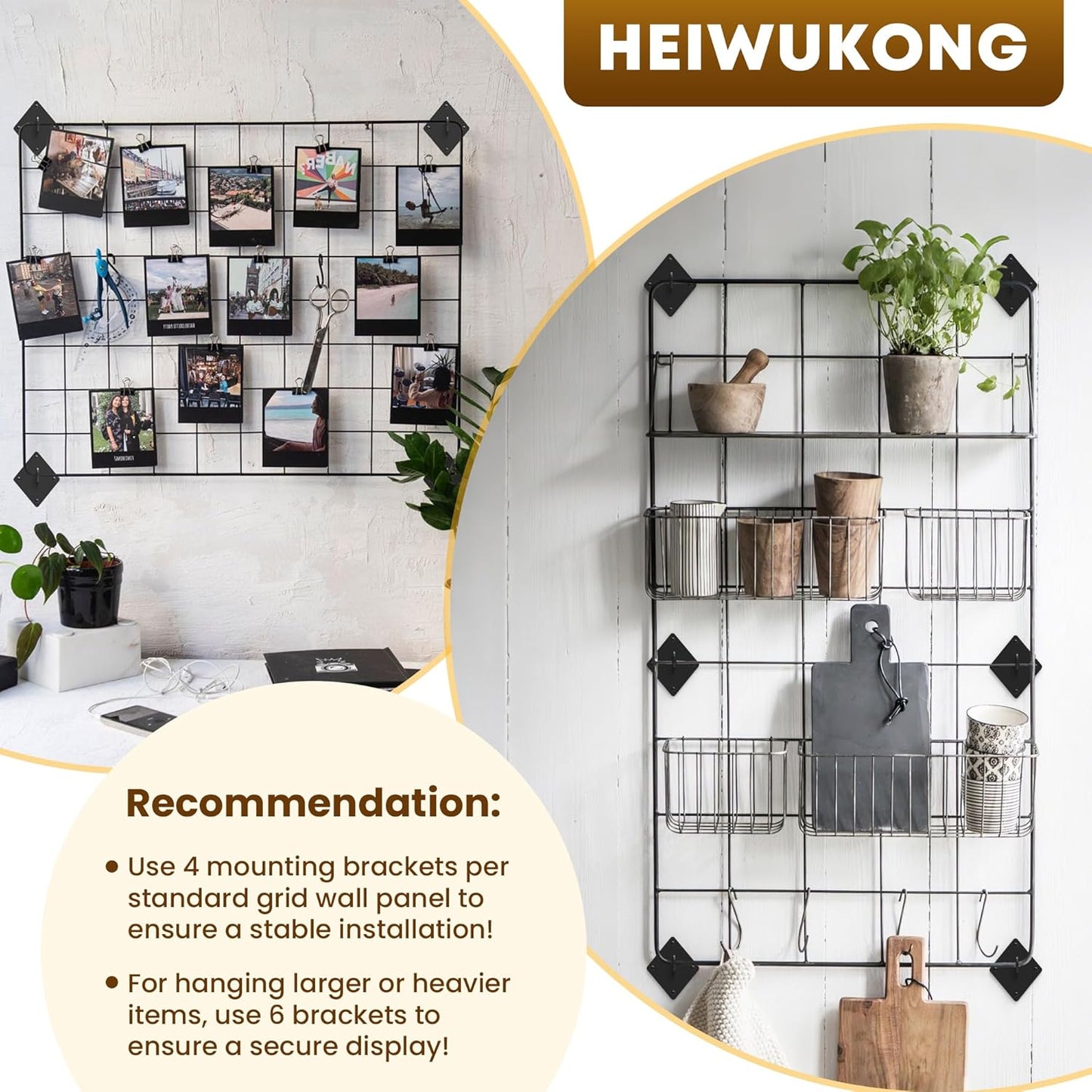 Gridwall Mount Brackets with Screws, Grid Wall Mount Trellis Brackets, 12 Pcs Grid Wall Accessory, Black Grid Wall Mount for Wire Grid Panel Clothing Store Cloakroom Retail Display Wall