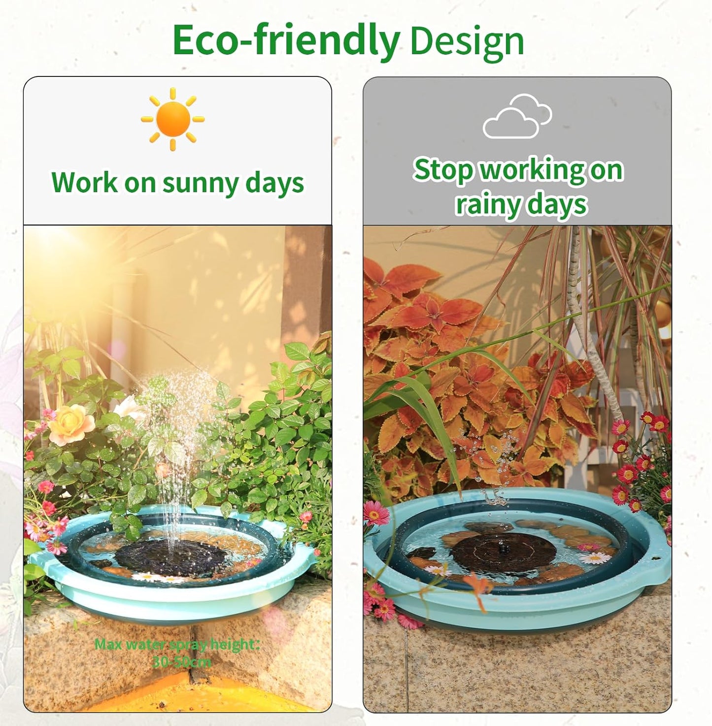 AMZtime 1.4W Solar Fountain with 4 Fixed Rods, 2025 Solar Fountain Pump with Upgraded Solar Panels, Solar Powered Floating Water Fountain Pump for Bird Bath, Garden, Ponds, Fish Tank and Outdoor