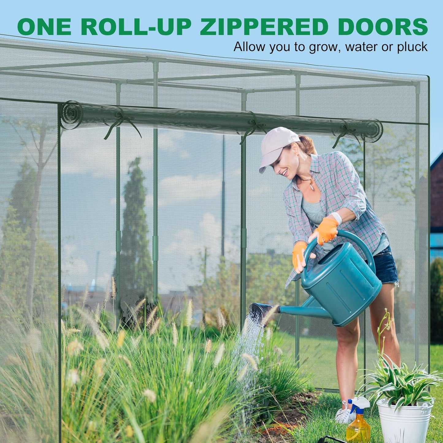 Crop Cages for Garden Plant, 11.8x3.9x6 Ft Plant Protection Tent with Zippered Door, Raised Bed Cover, Garden Bed Cover with Frame, Wind-Resistant Plant Cages for Outdoor Plants Vegetable Flower