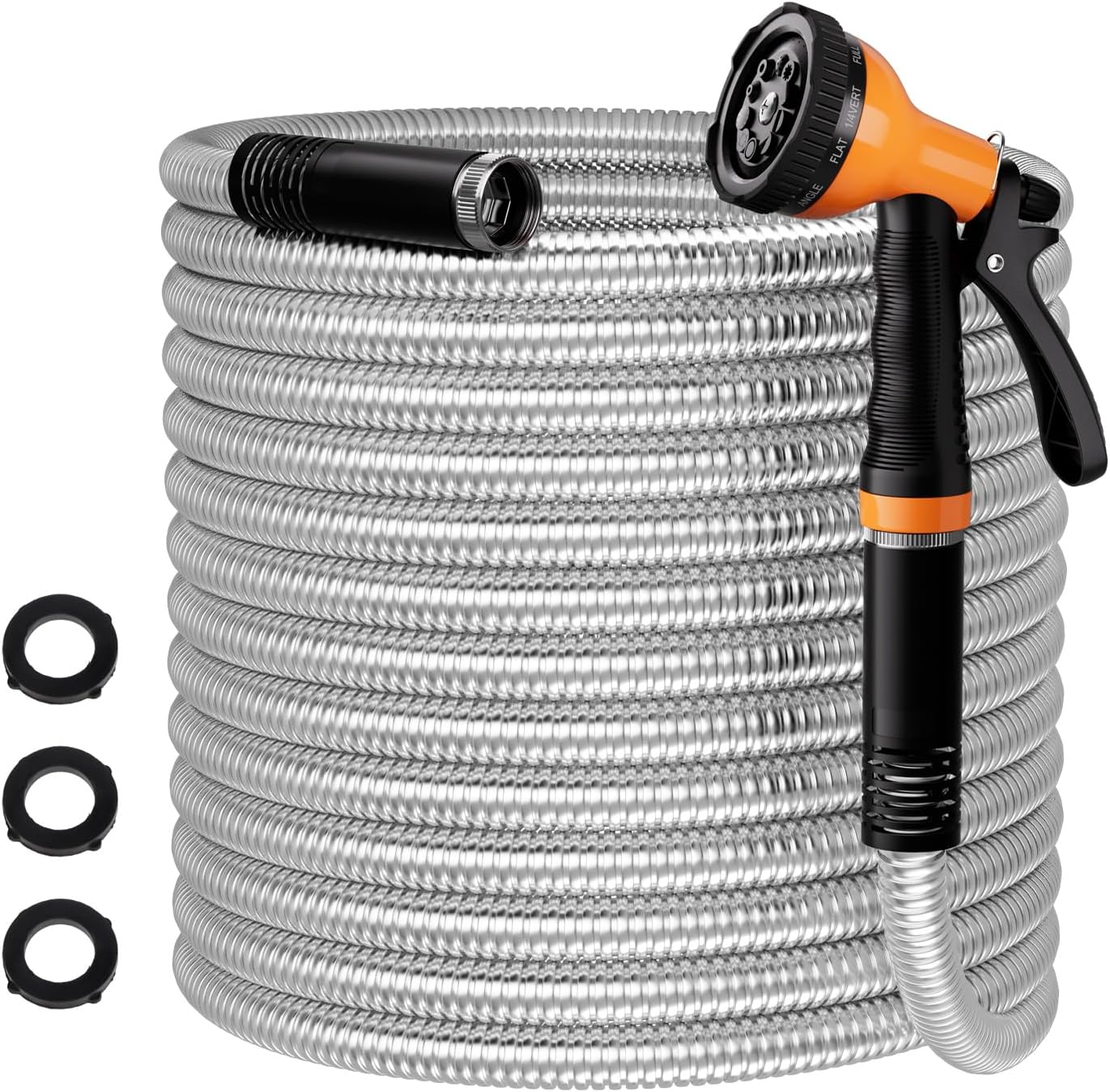 Garden Hose 100 FT - Flexible Metal Hose with 10 Function Nozzle, Kink Free, Lightweight, Durable, Crush Resistant Fitting, Easy to Coil, Puncture Proof Hose for Yard, Rv, 600 PSI - 2025 Model
