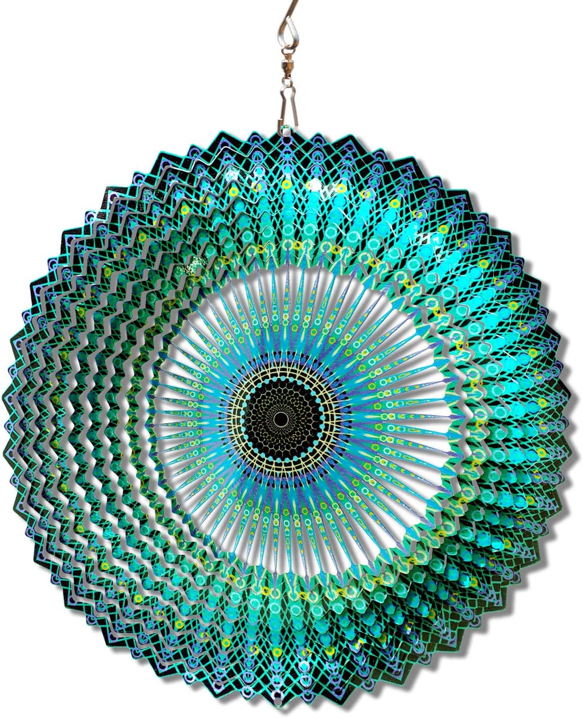 FONMY Wind Spinner Mandala Starry Sky 12 inch 3D Stainless Steel Laser Cut Metal Art Geometric Pattern - Hanging Wind Spinner, Kinetic Yard Art Decorations - Indoor/Outdoor Décor