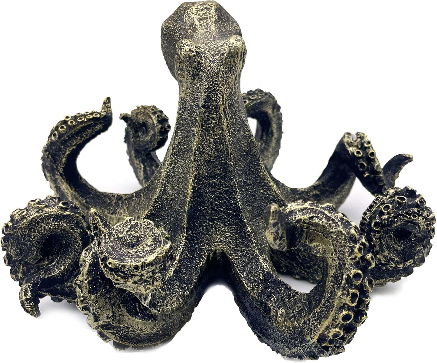 10 Inch Octopus Vintage Statue Sculpture Frgurine Gift for Home Office Living Room Desktop Display Decor Decorative (Gold)