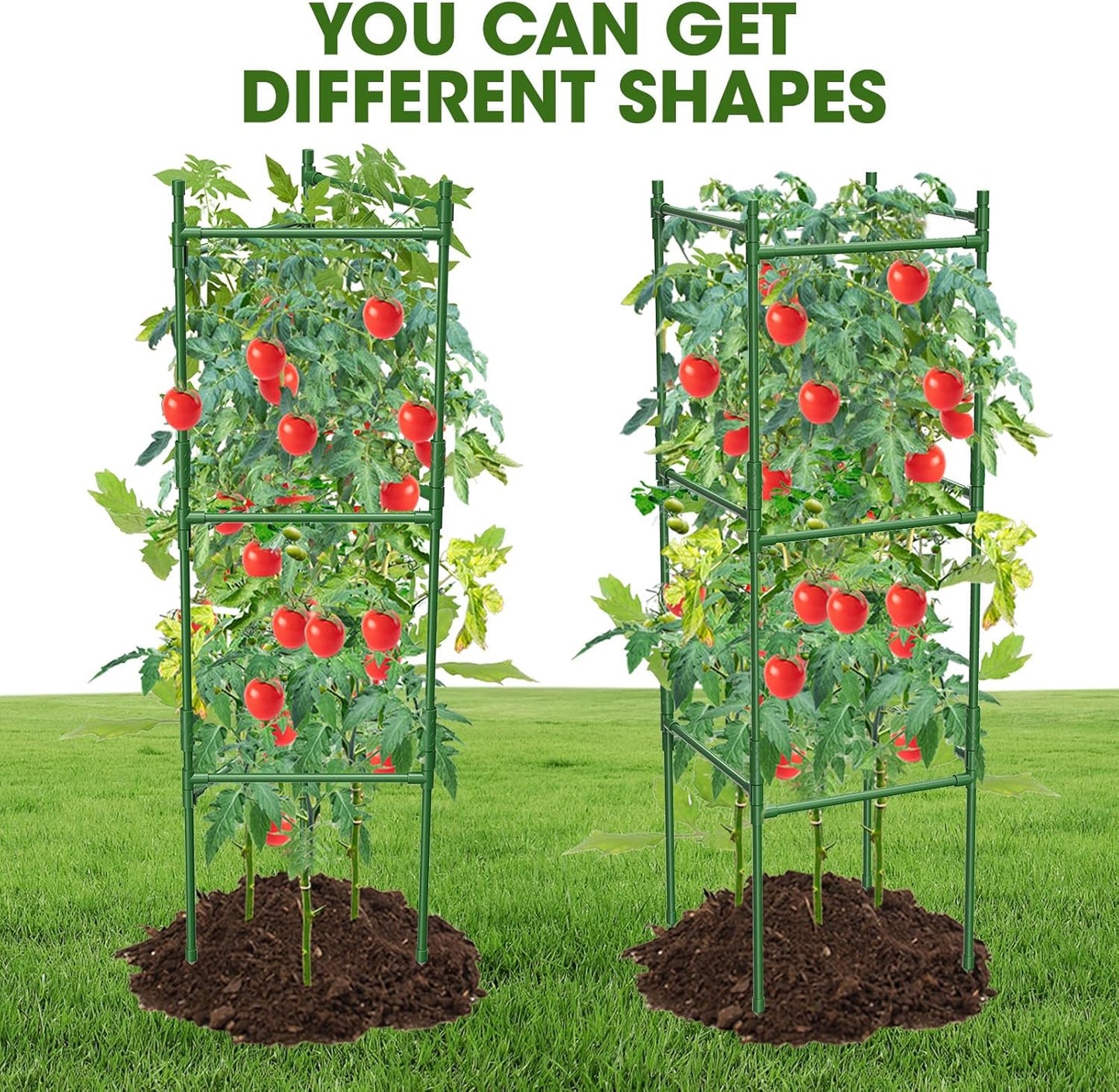 3 Pack Tomato Cage,Tomato Cage for Raised Garden Bed, 48'' Tall Tomato Trellis Triangle or Square Cages for Garden,Pots, Plant Cages & Supports（Green, Extra Bold ）