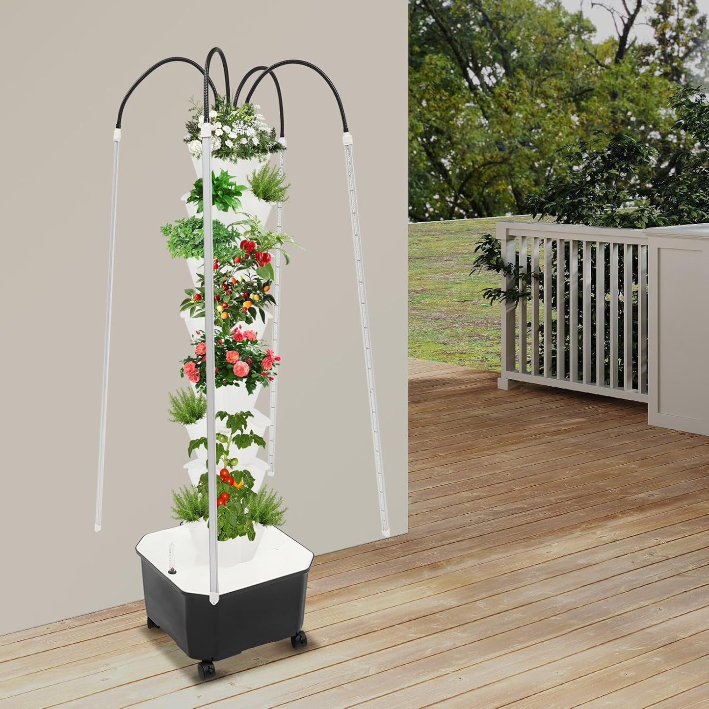 Hydroponic Growing Tower System Kit, 40-Plant Vertical Hydroponics Garden Tower with LED Grow Light, for Outdoor Indoor Herbs Fruits Vegetables Smart Garden Planter Kit