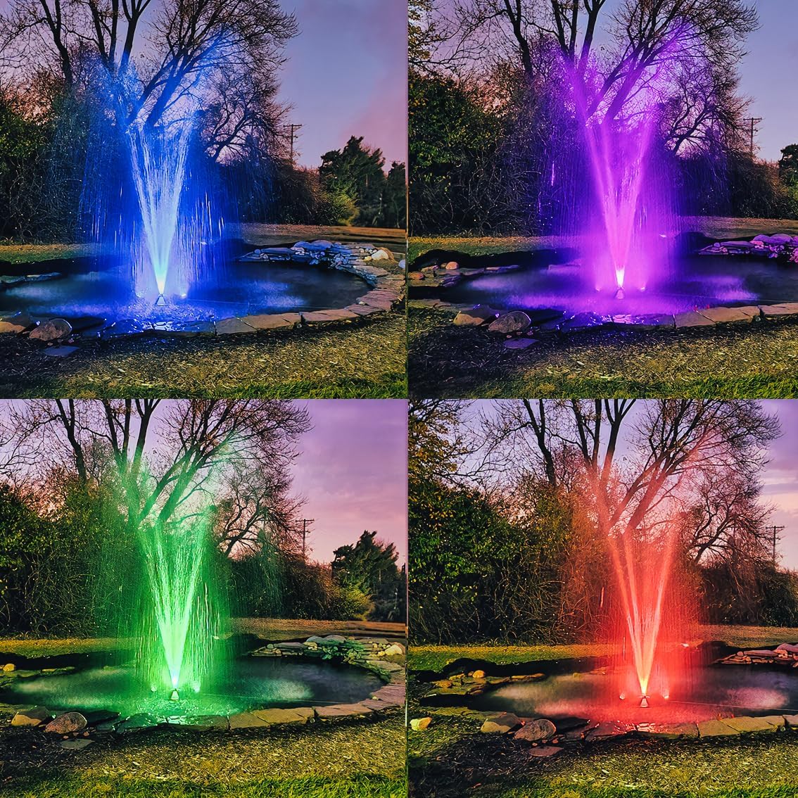 Custom Pro G2 PondPrism Premium Smart- Universal Pond Fountain 3-Light KIT - 36 W LED Solid or Color Changing with Remote | 100 ft cd | Smart Control with Phone APP | 2 Year USA Backed Warranty!