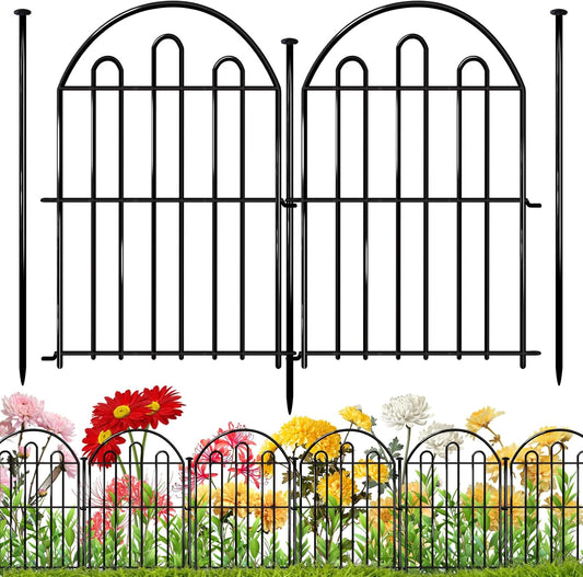 26 Pack Decorative Garden Fence, 17in x 28ft Arched No Dig Animal Barrier Fence for Dog Rabbit, Garden Edging Border, Rustproof Metal Ground Stake Border for Outdoor Yard Patio Decor