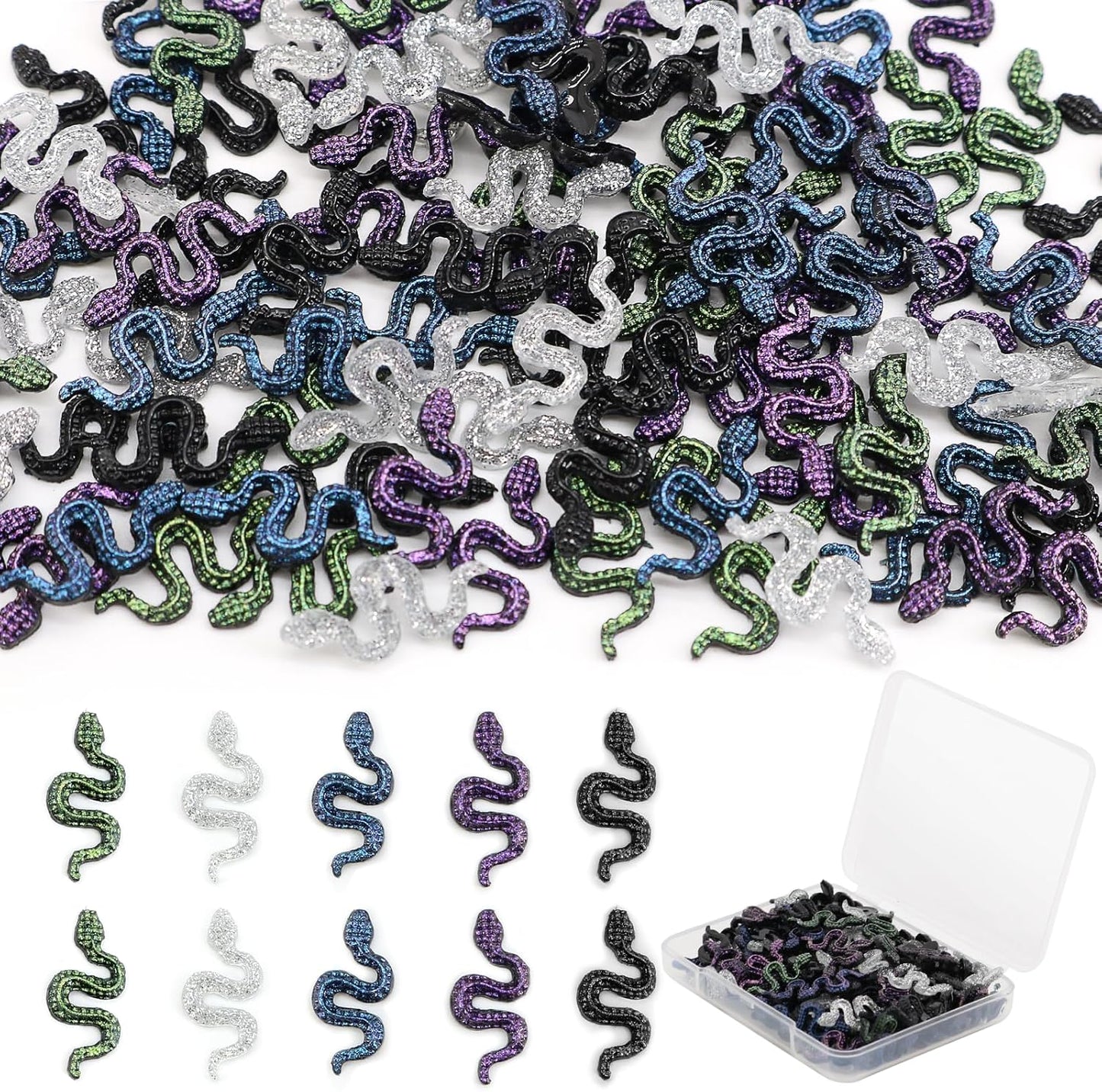 120Pcs Mini Resin Snakes, Miniature Halloween Tiny Snakes for Crafts, Micro Resin Animals Figurines for DIY Fairy Garden Dollhouse Micro Landscaping Decoration