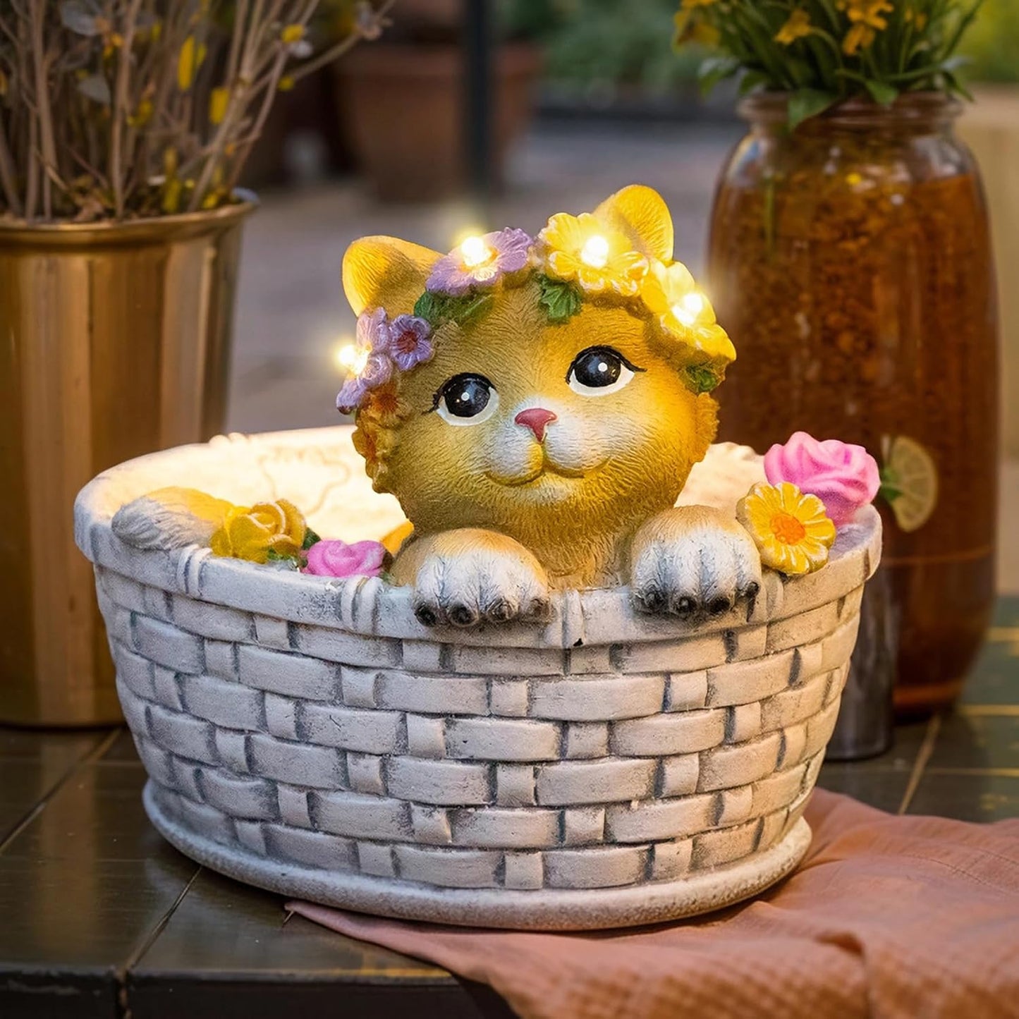 HOMEIMPRO Cat Solar Lights Garden Gifts for Mom, Garden Decor for Outside, Cat Solar Statue Lights, 8LED Kitten Yard Decorations, Mothers Day Birthday Gifts Women Wife