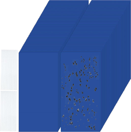 Qualirey 100 Pcs 7.87 x 3.9 Inch Sticky Traps for Plant Double Sided Sticky Trap for Gnats with Twist Ties Fly Traps for Fruit Insect Fungus Bugs Indoor Outdoor(Blue)