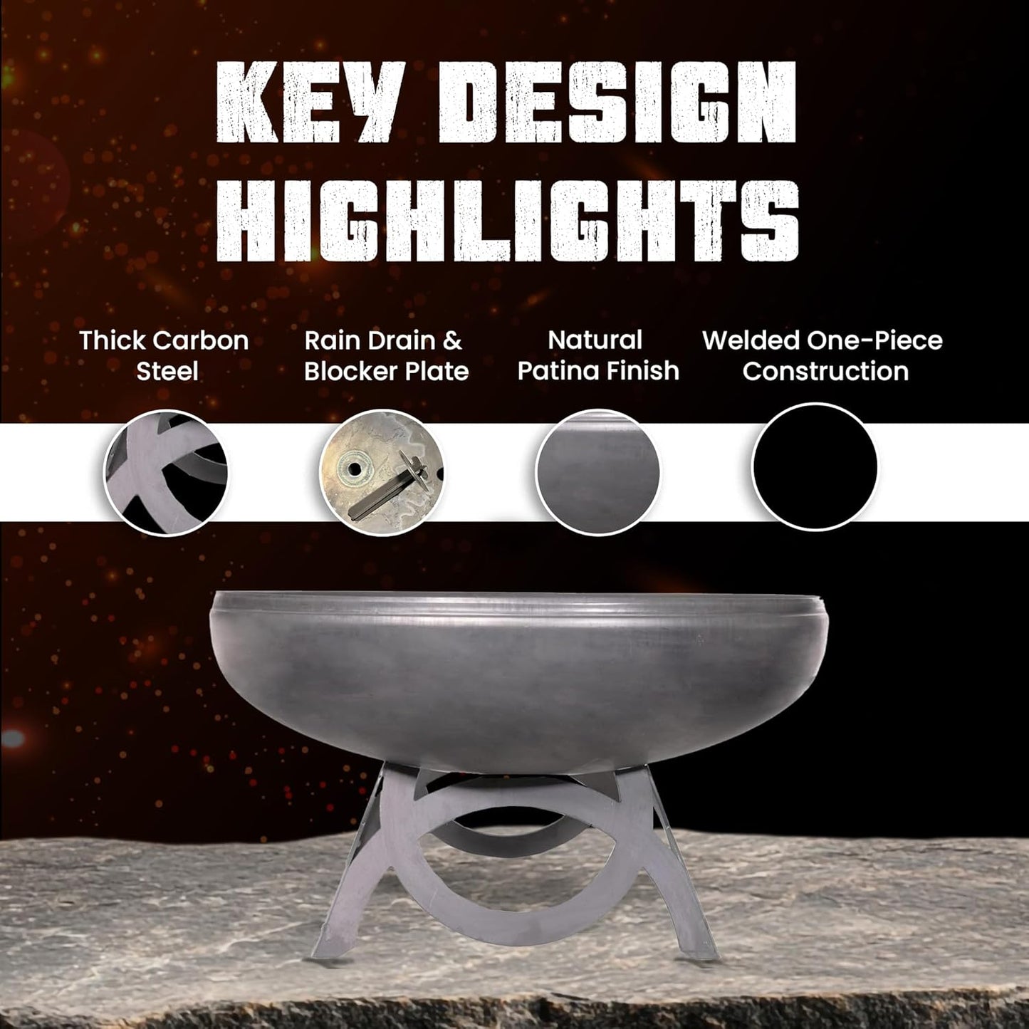 Liberty Fire Pit – Ohio Flame Wood Burning Outdoor Fire Pit - 30" Diameter with Curved Base (Made in USA)