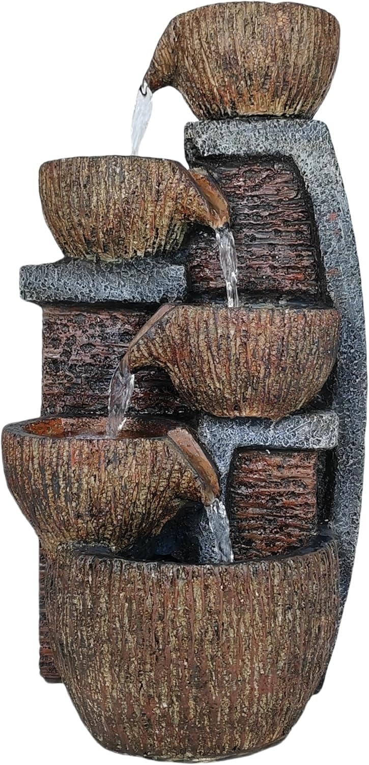 Indoor Desktop Fountain, LED Light Layered Rock Water Waterfall Fountain, 13.77 x 5.51 x 6.69 in, Indoor Desktop Decoration, Quiet and Relaxing Indoor Water Feature Decoration