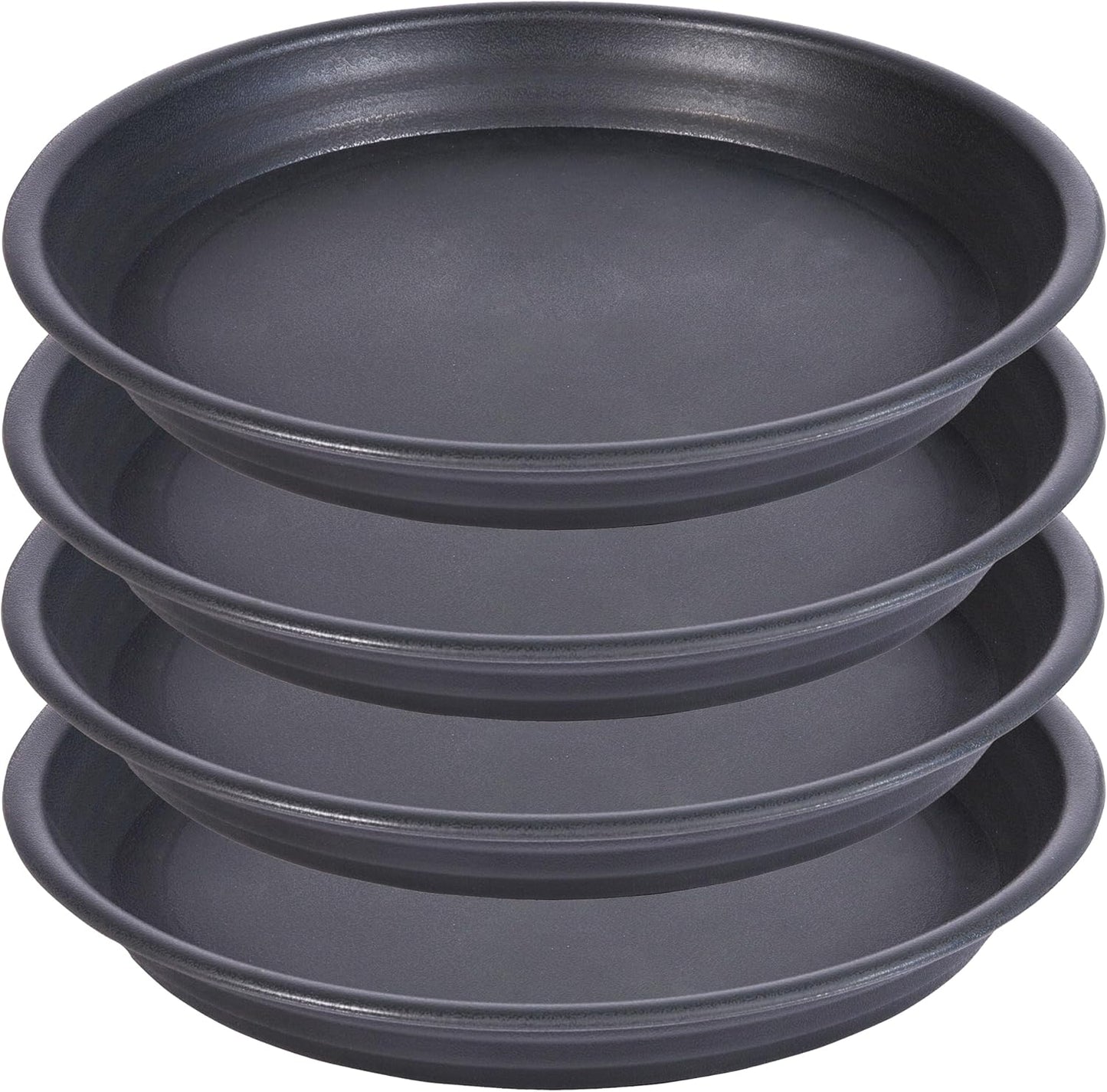 4 Pack Plant Saucer Drip Tray 13 14 inch, Large Plastic Flower Planter Saucers and Drip Trays for Indoors Outdoors, Heavy Durable Plant Plate Water Catcher (14", Dark Gray)