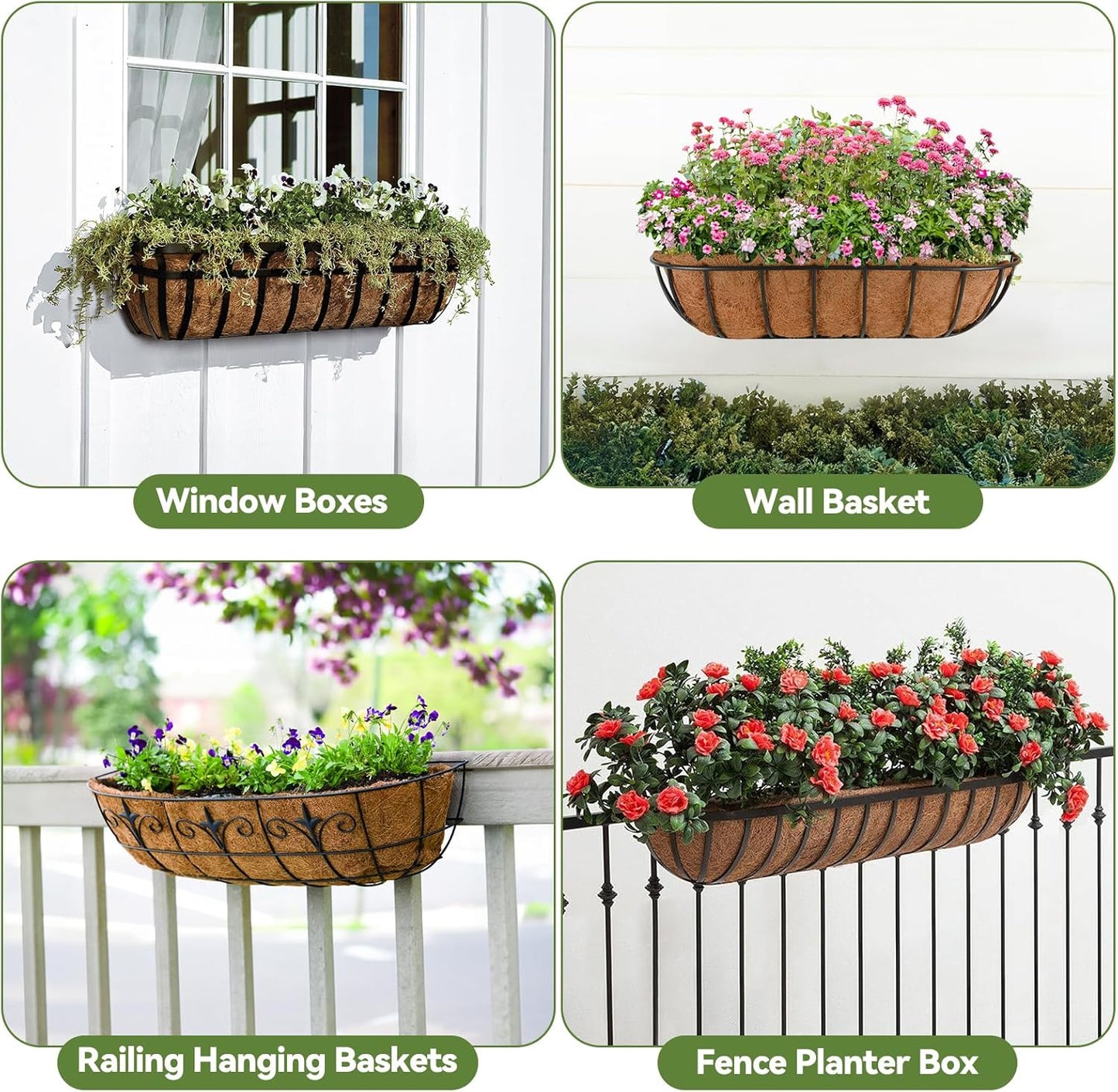 3Pcs Trough Coco Liner 30" Coco Coir Liners for Planters, Liners for Window Boxes Liners, Wall Basket Planters, Railing Hanging Baskets, Garden Planter Baskets