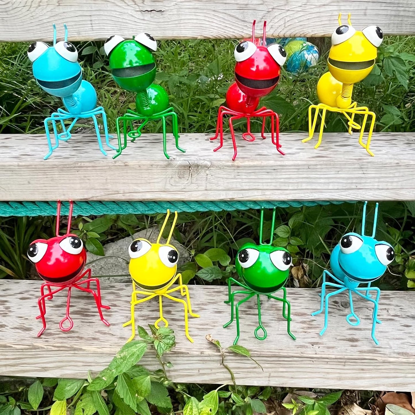 Metal Yard Art Garden Decor for Outside Cute Ants Yard Decorations Outdoor Lawn Ornaments Backyard Gifts for Mom - Set of 8 (4Colorful*2)