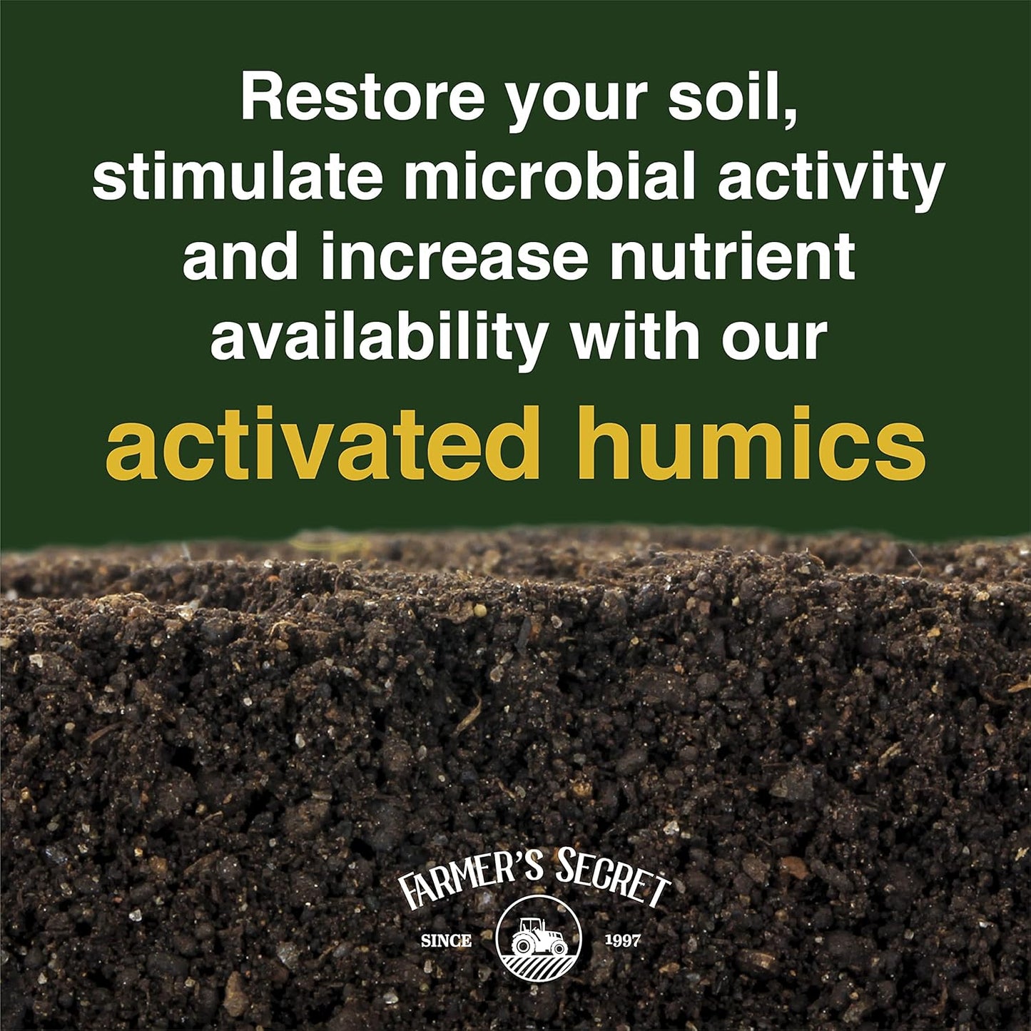 Farmer’s Secret Soil Revitalizer (8oz) - Organic (OMRI Listed) Dirt Health Booster - Liquid Compost Soil Amendment - Activated Humic Acid - Great for Fall Application