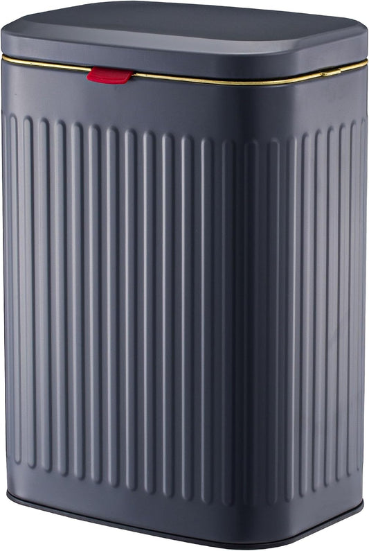 2.11Gallon 8L Carbon Steel Trash Can Door Compost Bin Wall Mounted 2 Ways Sliding Lid Compost Bin Countertop Kitchen Hanging Cabinet Door Trash Bin Metal Garbage Bin Cubo de Basura Grey