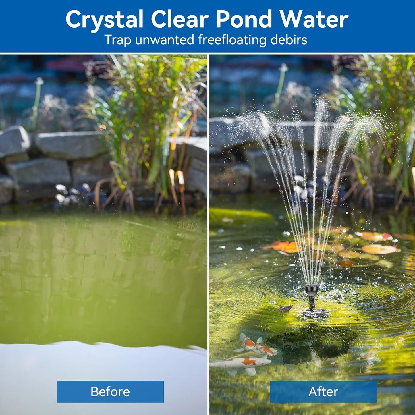 Antfraer 70W Solar Water Pump with Pond Filter, Solar Pond Pump with 16.5FT+10FT Cord & 6.6FT PVC Tubing for Fish Pond Pool Garden Waterfall Hydroponics DIY Water Features