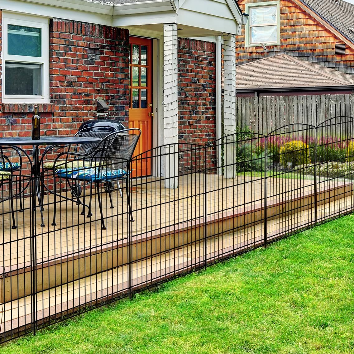INJOPEXI Decorative Garden Fence 12 Panels 23.6ft (L)×36in (H) Garden Fences with 12 Panels Rustproof Wire No Dig Rabbit Animal Barrier Fencing Rabbit Dog Fence for Yard Patio Outdoor - Without Gate