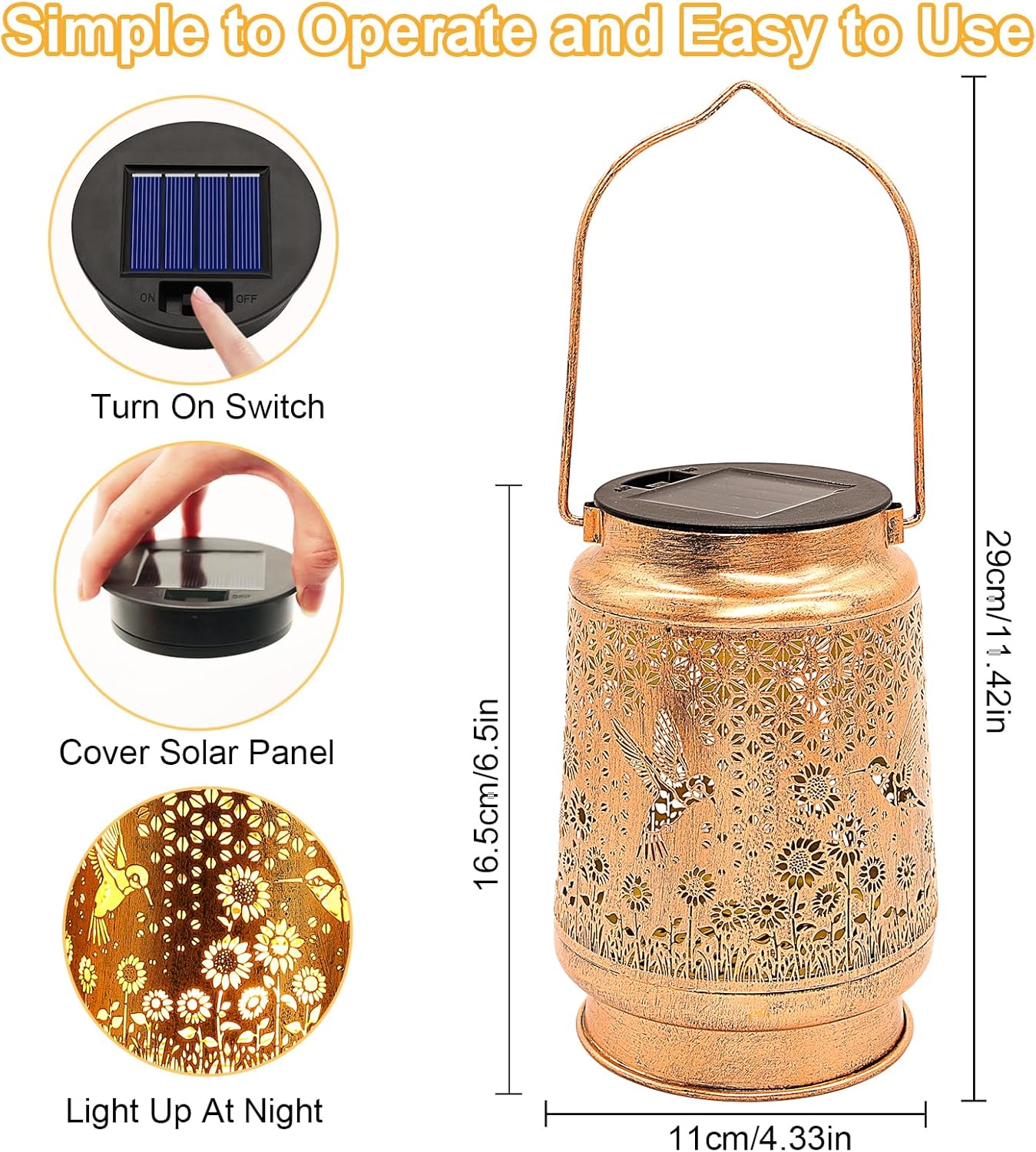 2 Pack Hummingbird Solar Lanterns Outdoor Garden Decor, Birthday Gifts for Women Mom Grandma Hanging Metal Solar Lights Waterproof LED Decoration with Shepherd Hook Outside for Yard Porch Lawn Patio