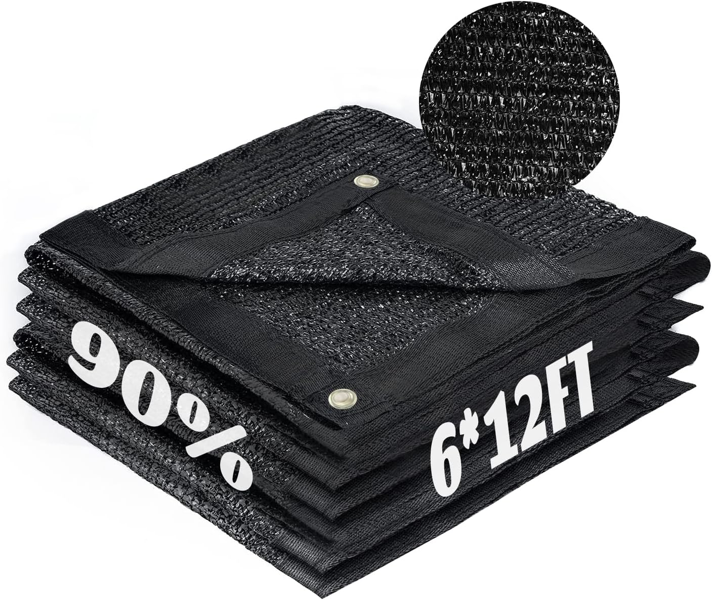 Cool Area 90% Sun Shade Cloth Mesh Tarp with Grommets for Plant Cover 6x12ft Patio Canopy Garden Pergola Blackhouse Car Barn Kennel Black