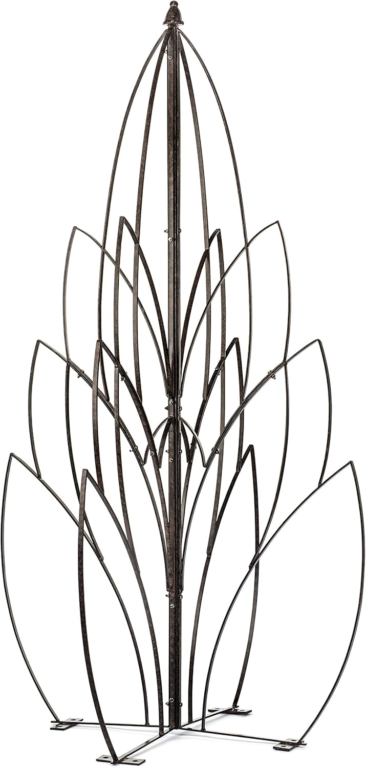 H Potter Garden Lotus Bud Trellis for Climbing Plants Wrought Iron Metal Obelisk for Patio Deck Flowers Weather Resistant Yard Art