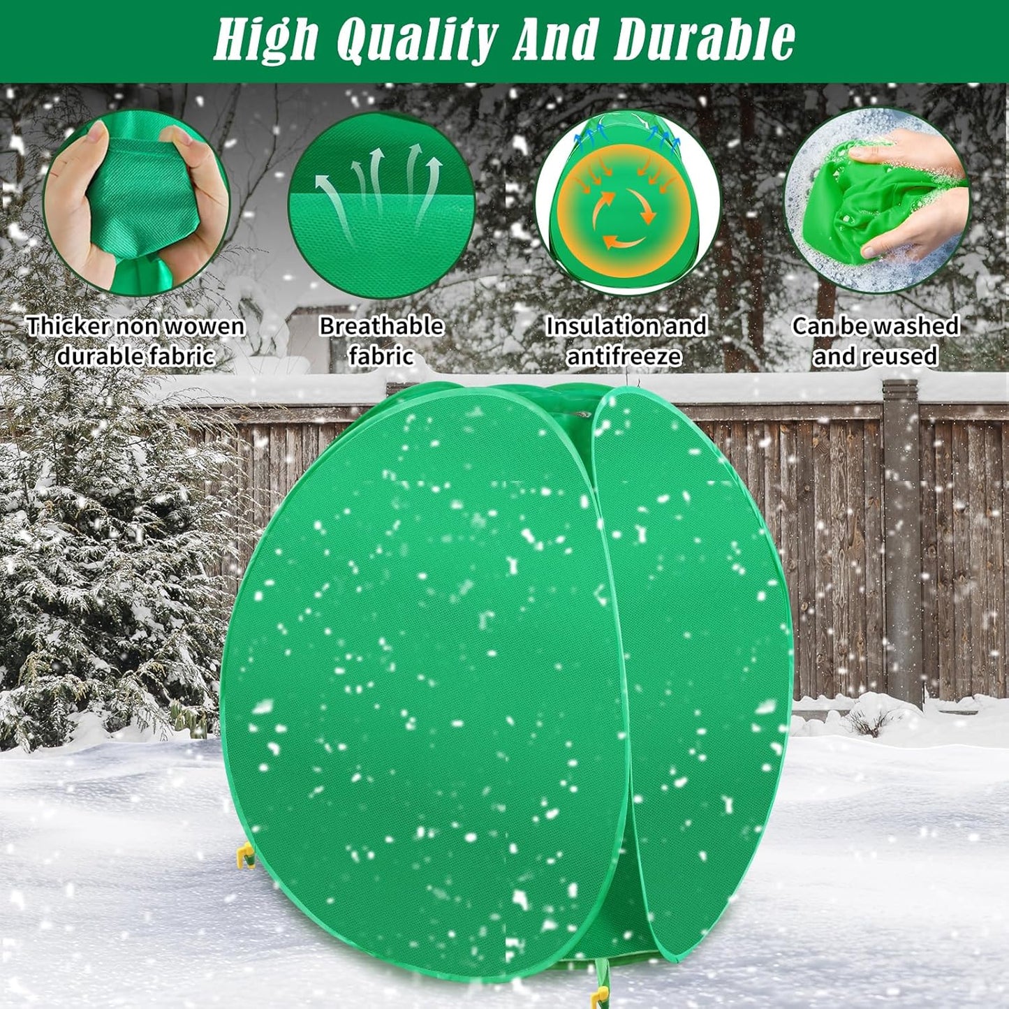 4 Pack Plant Covers Freeze Protection, Pop Up Shrub Frost Covers for Outdoor Plants Warm Plant Protectors Tent for Winter Protecting Fruit Potted Plants and Shrub from Freezing Animals Eating(22x22x23