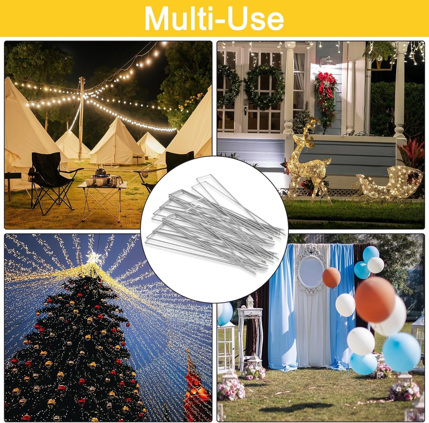 HongWay 240 Pack 6 Inch Landscape Staples, Garden Staples Galvanized Landscaping Fabric SOD Pins Heavy Duty 11 Gauge Yard Ground Stakes for Gardening Plant Cover, Turf, Lawn, Fence, Tent