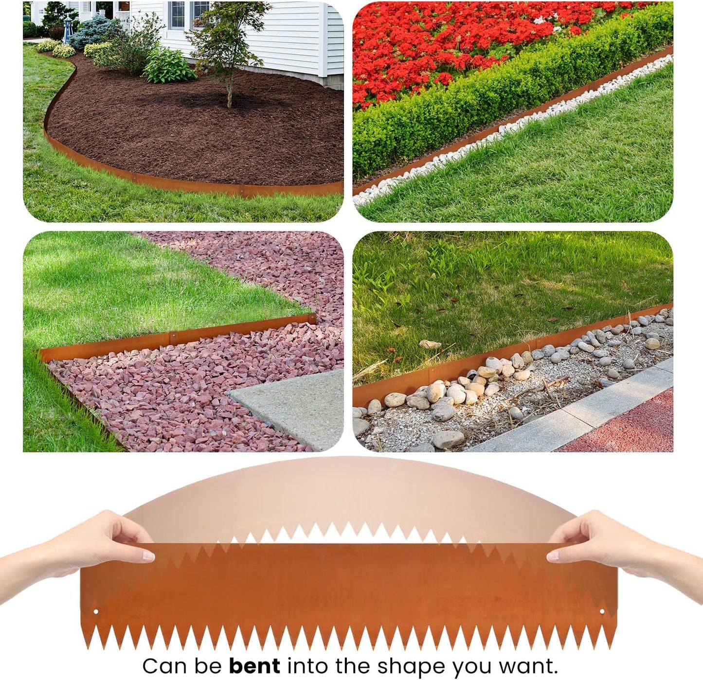Corten Steel Landscape Edging Metal Edging Landscaping Garden Edging Steel Landscaping 40 Inch Strips 8 Inch Lawn Edge Border Rust Patina Hammer-in for Yard Lawn 6 pcs