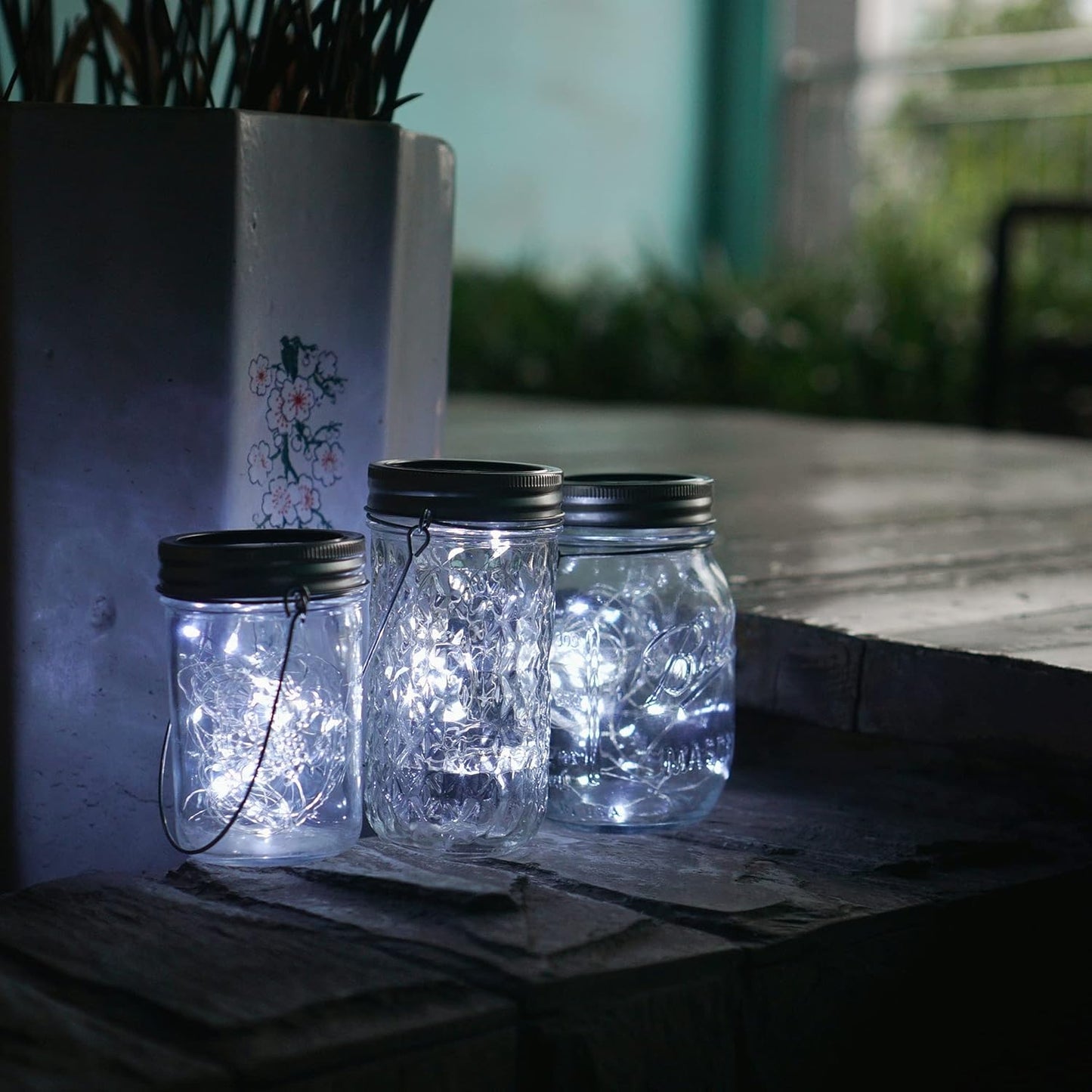 Decorman Solar Mason Jar Lights, 12 Pack 30 LED Fairy Star Firefly String Lids Lights with 12 Hangers for Patio Yard Garden Party Wedding Christmas Decoration(Jars Not Included) (12 Pack, Cool White)