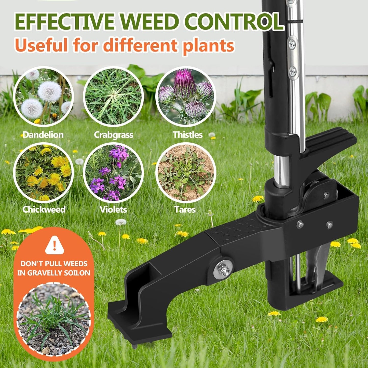 SHANTRA Weed Puller Tool, 4-Claw Stand Up Weed Puller Tool with Long Handle, Garden Weeder Puller Heavy Duty Stand Up Weeder, Weeding Tool for Lawn, Yard, Garden, Crabgrass, Dandelion Picker