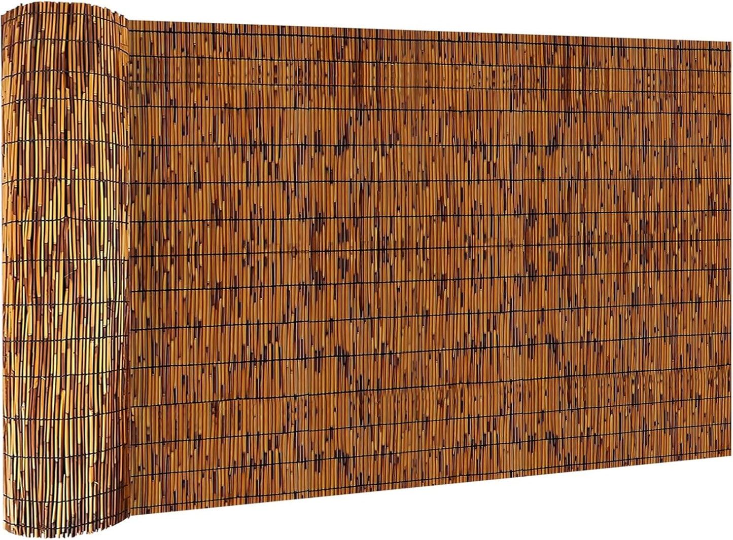 Bamboo Reed Fencing, Light Russet Bamboo Screens Outdoor for Patio, Decorative Balcony Privacy Screen Reed Fence Rolls Curtains for Garden Backyard, 3 x 6.6 FT