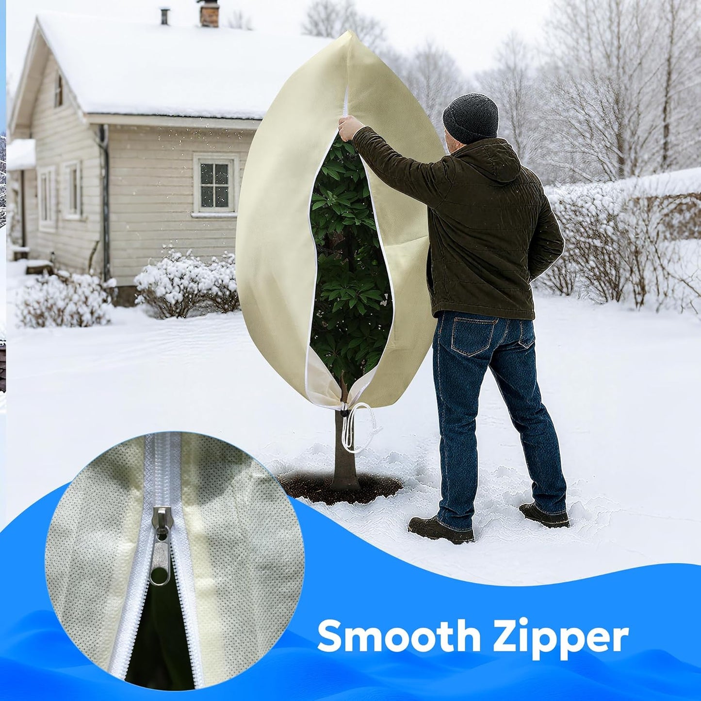 MIXC 4 Packs 2 Size Plant Covers Freeze Protection, Winter Plant Cover Cold Weather Tree Frost Cloth Warm Blankets Shrub Covers for Outdoor Plant (47''×71''+71×83'')