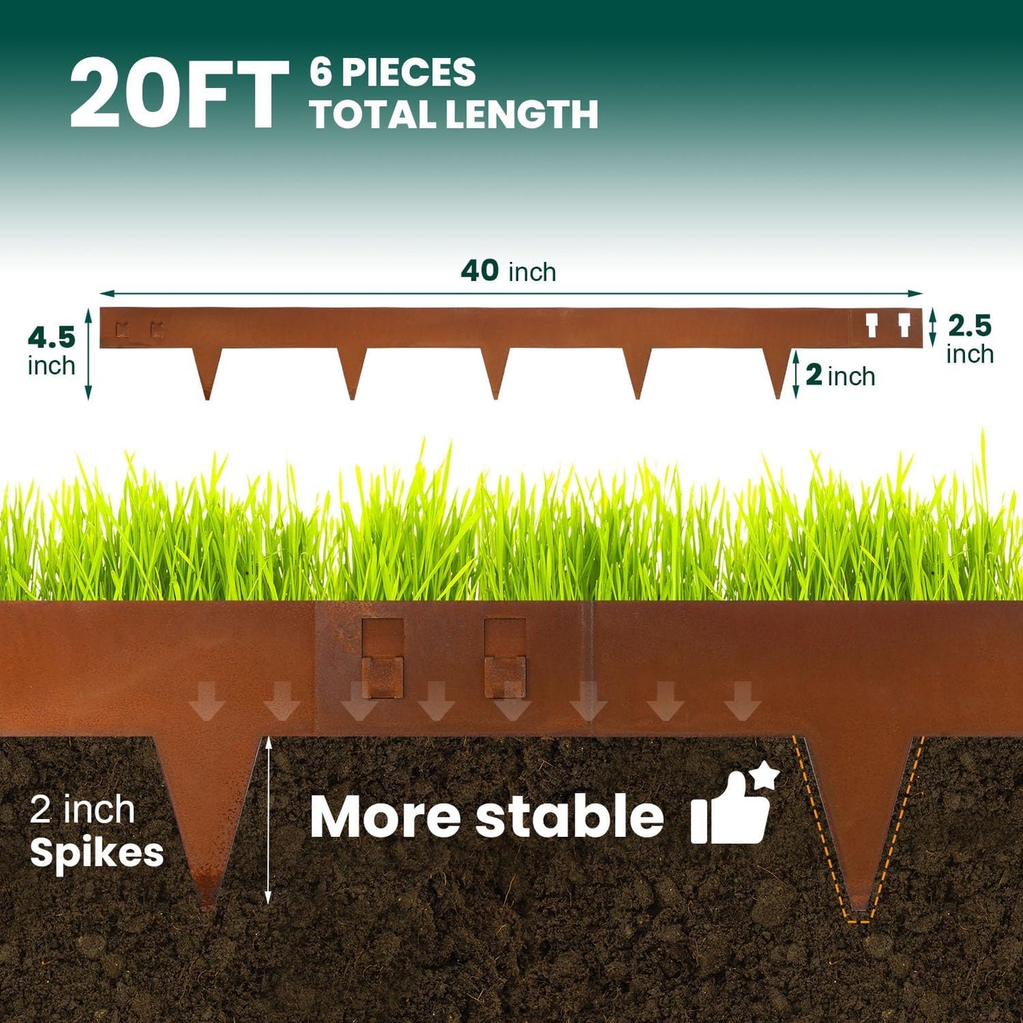 Corten Steel Landscape Edging 40 Inch Strips Steel Landscape Edging Metal Garden Edging Border Rusted Edge 4.5 Inch Depth Steel Edging for Landscaping Lawn Yard 6 pcs by GZGNEEVL