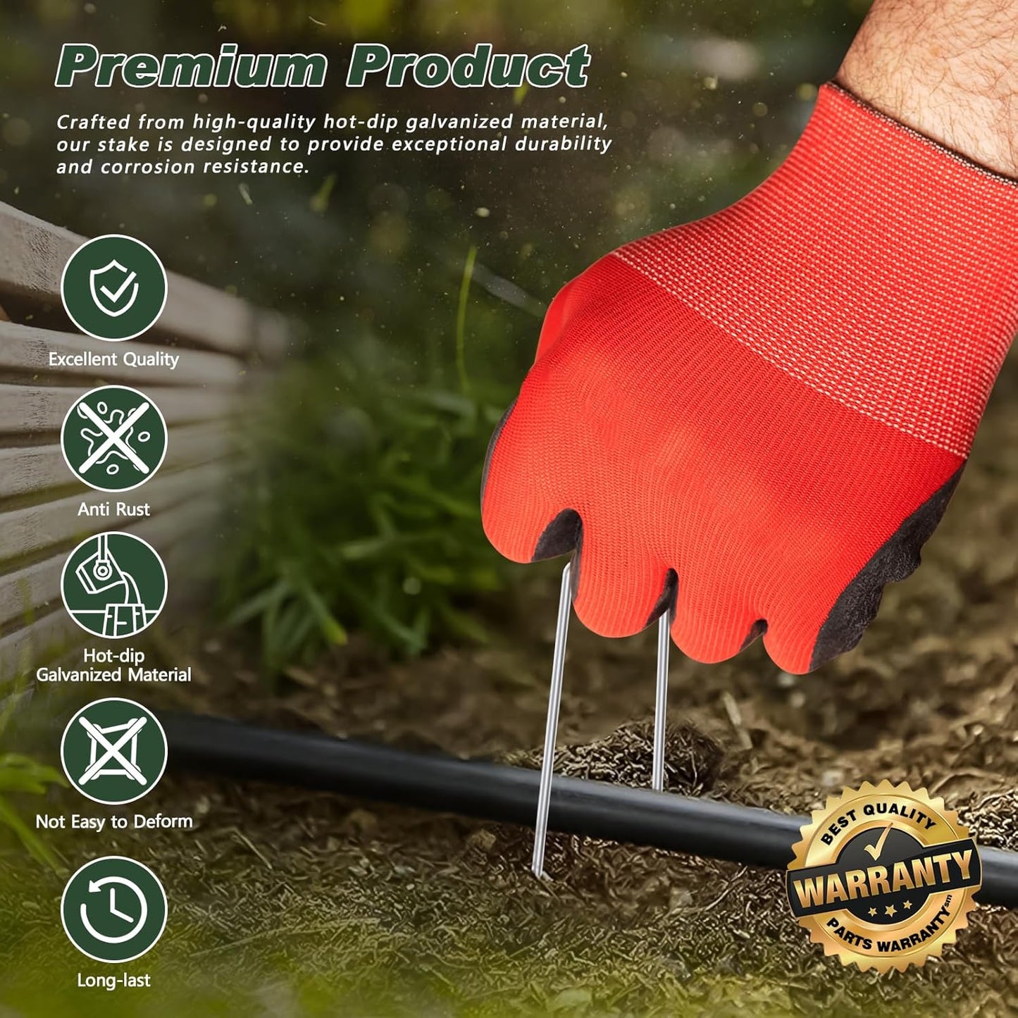 FEED GARDEN 12 Inch 100 Pack Galvanized Landscape Staples 11 Gauge Anti-Rust Garden Stakes Landscaping Fabric SOD Pins Yard Stakes for Weed Barrier Fabric