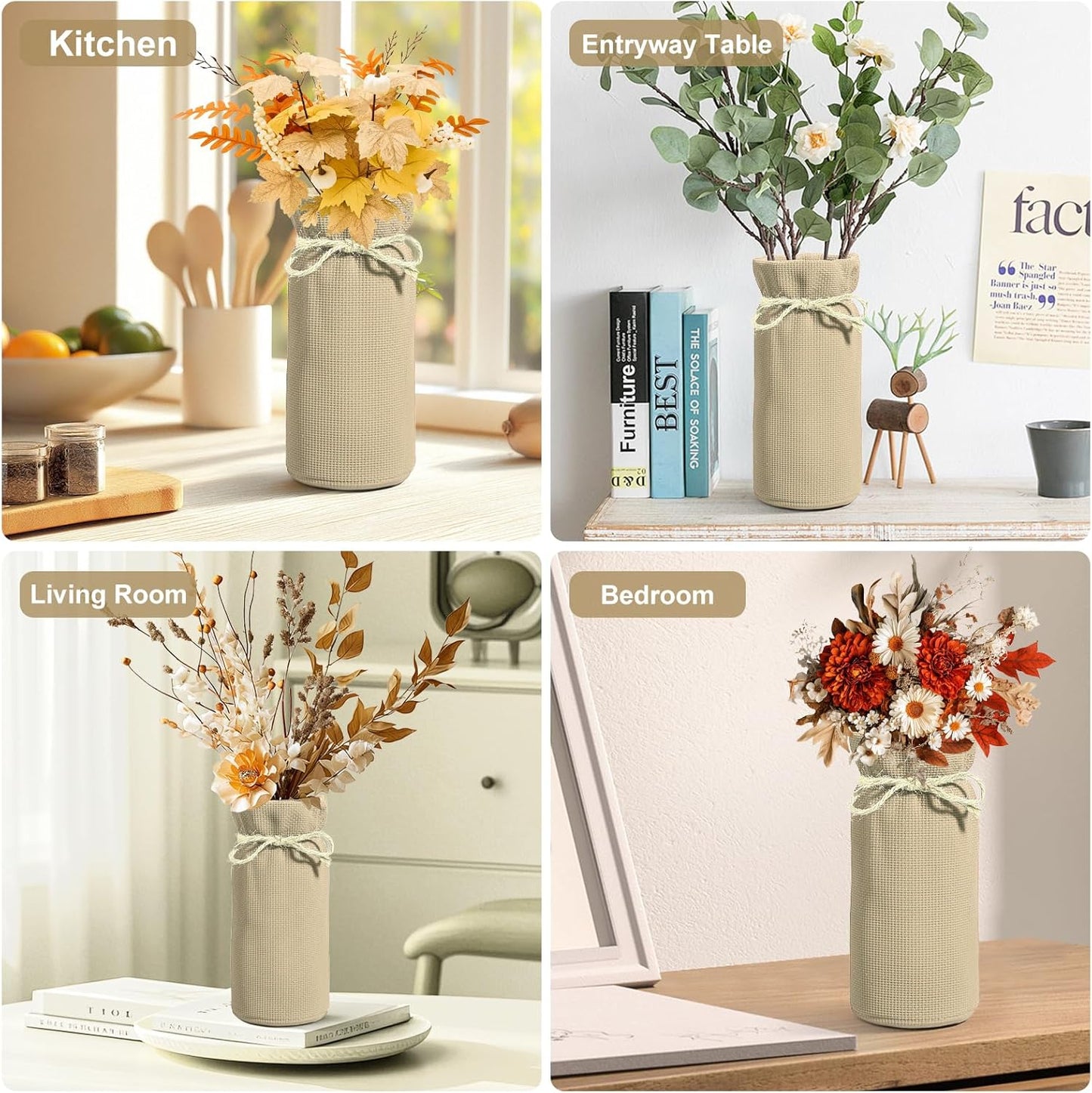 Fall Decor Vase for Flowers Fall Centerpieces for Tables Vases Home Decor Vintage Flower Vase Dining Table Centerpiece Decor(White)