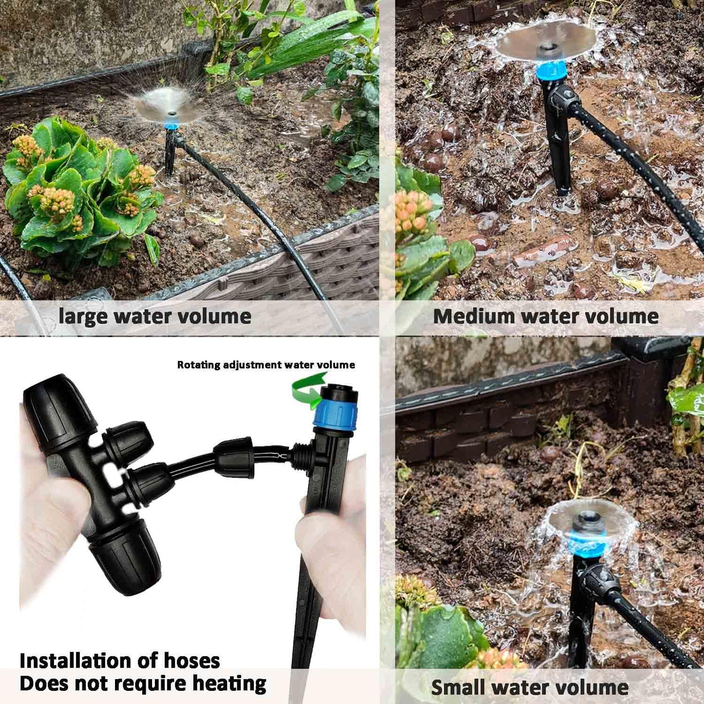 Drip Irrigation System with Water Timer 162ft Drip Irrigation Kit 5/16“ID and 1/4 Inch Pipe Auto Watering System for Garden Adjustable Spray, for Greenhouse, Garden, Lawn, Potted Plants Black