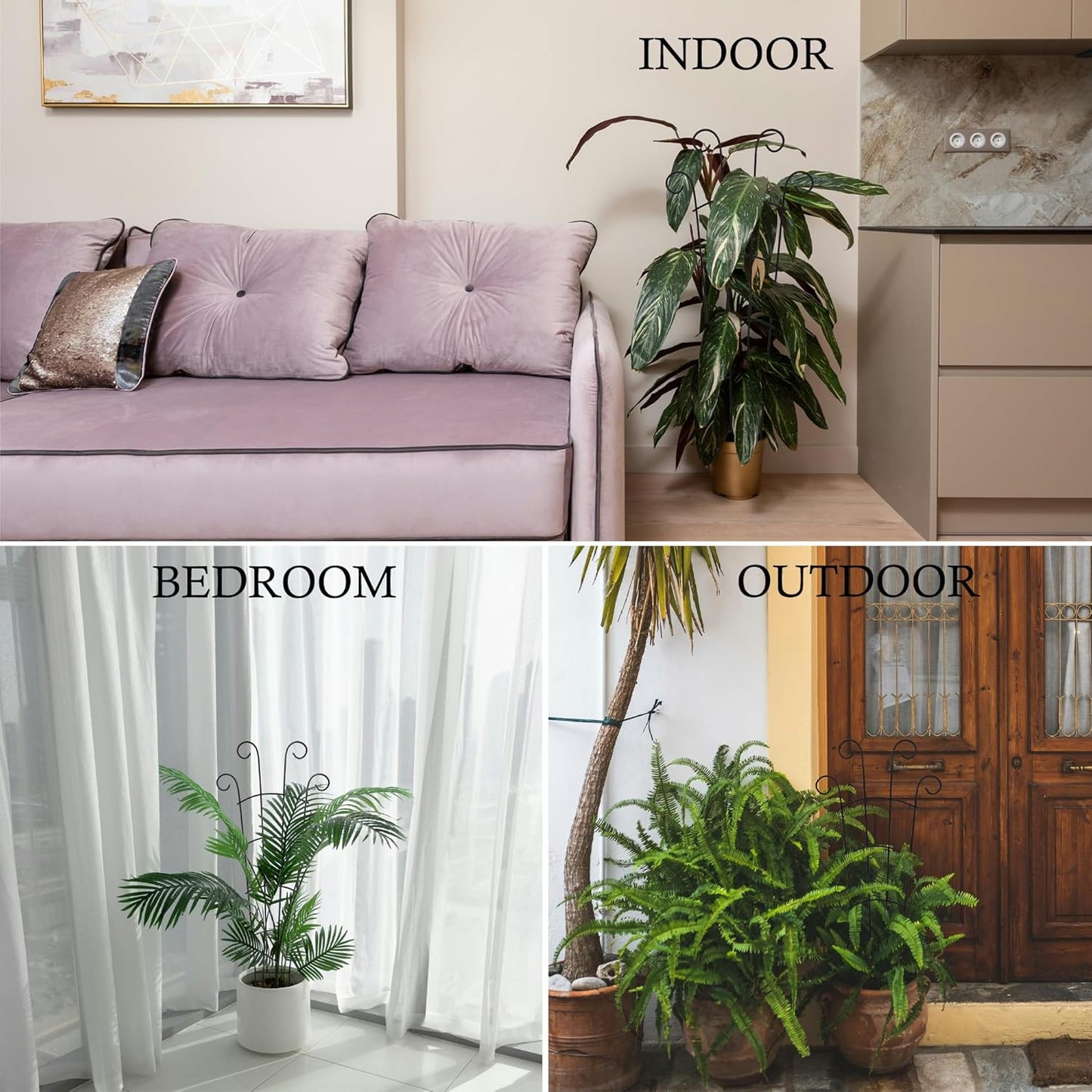 30 Inch Plant Trellis Indoor for Potted Plants 3 Pack Indoor Plant Trellis for Climbing Plants Stackable Houseplant Support Metal Garden Pot for Vine Ivy(30inch Black)