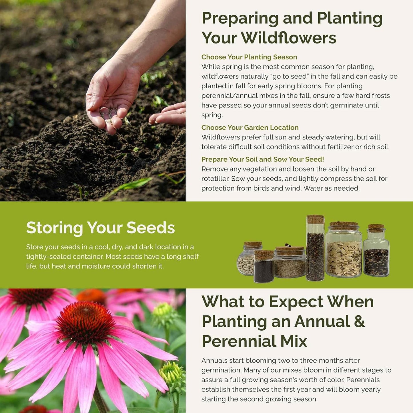 Eden Brothers Heirloom Flower Mixed Seeds for Planting, 10 lb, 4,800,000+ Seeds with Zinnia, Toadflax, Evening Primrose | Attracts Pollinators, Plant in Spring or Fall, Zones 3, 4, 5, 6, 7, 8, 9, 10