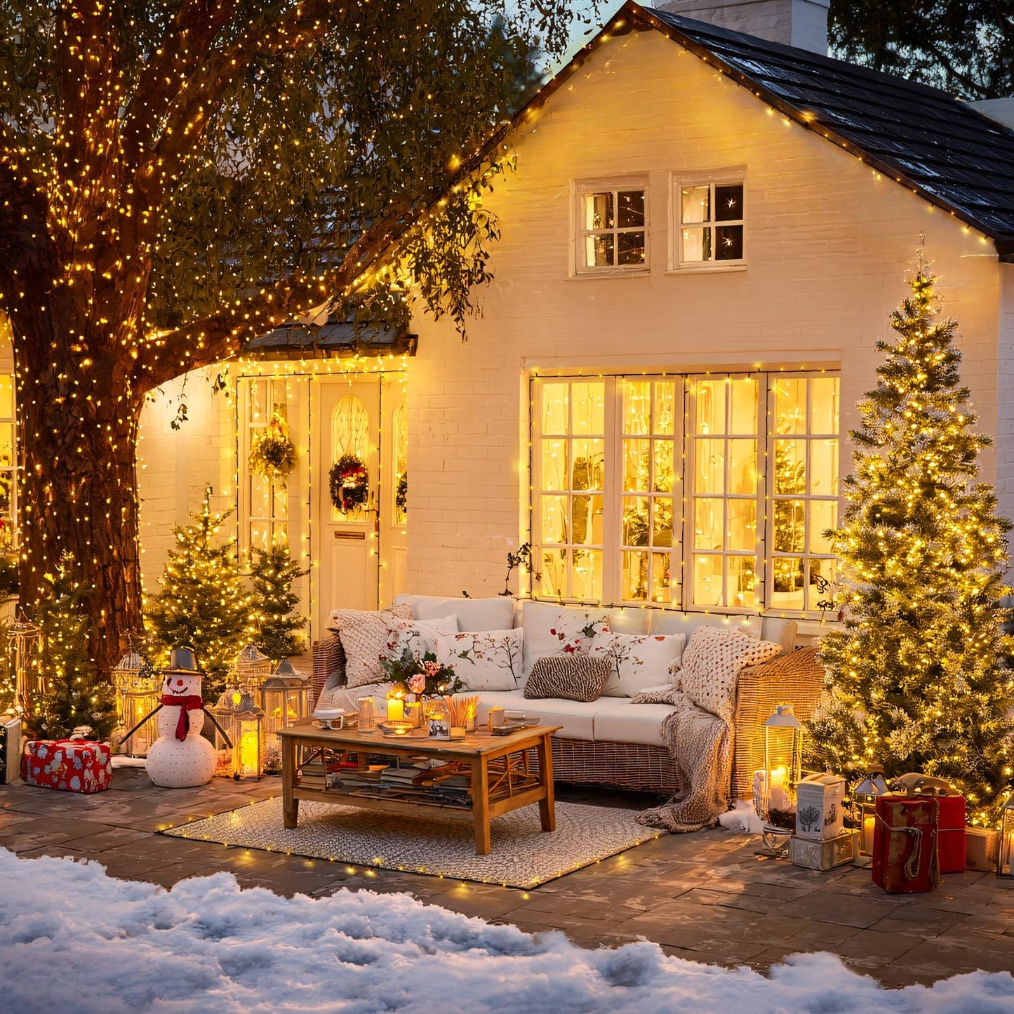 JMEXSUSS 2 Pack Solar String Lights Outdoor Waterproof - Total 400 LED 151FT Solar Christmas Lights Outdoor, 8 Modes Warm White String Light for Outside Patio Yard Tree Garden Christmas Decorations