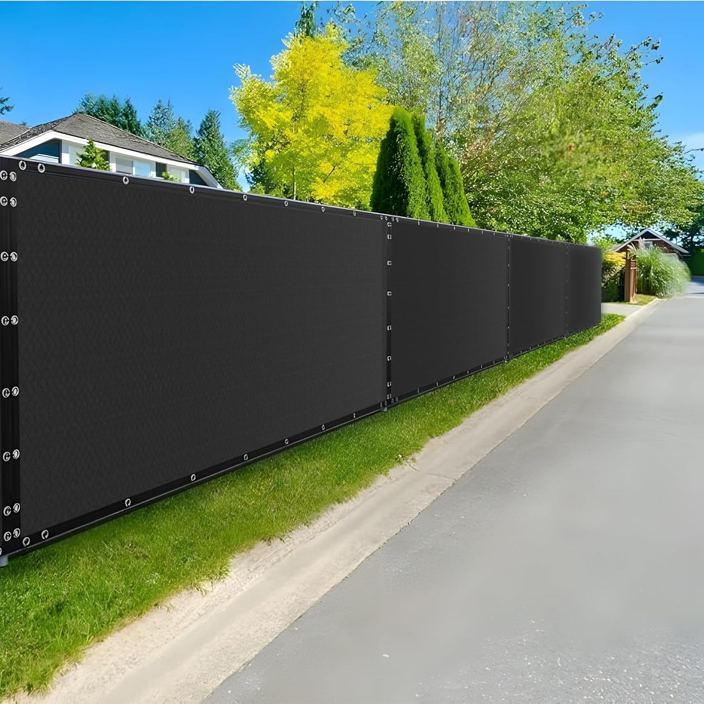 Xpose Safety Privacy Fence Screen 5’ x 50’ – Heavy Duty Black Mesh with 90% Visibility Block, UV Protection – Includes Cable Ties – for Garden, Yard, Nursery, Kennel, Dog Run, Greenhouse