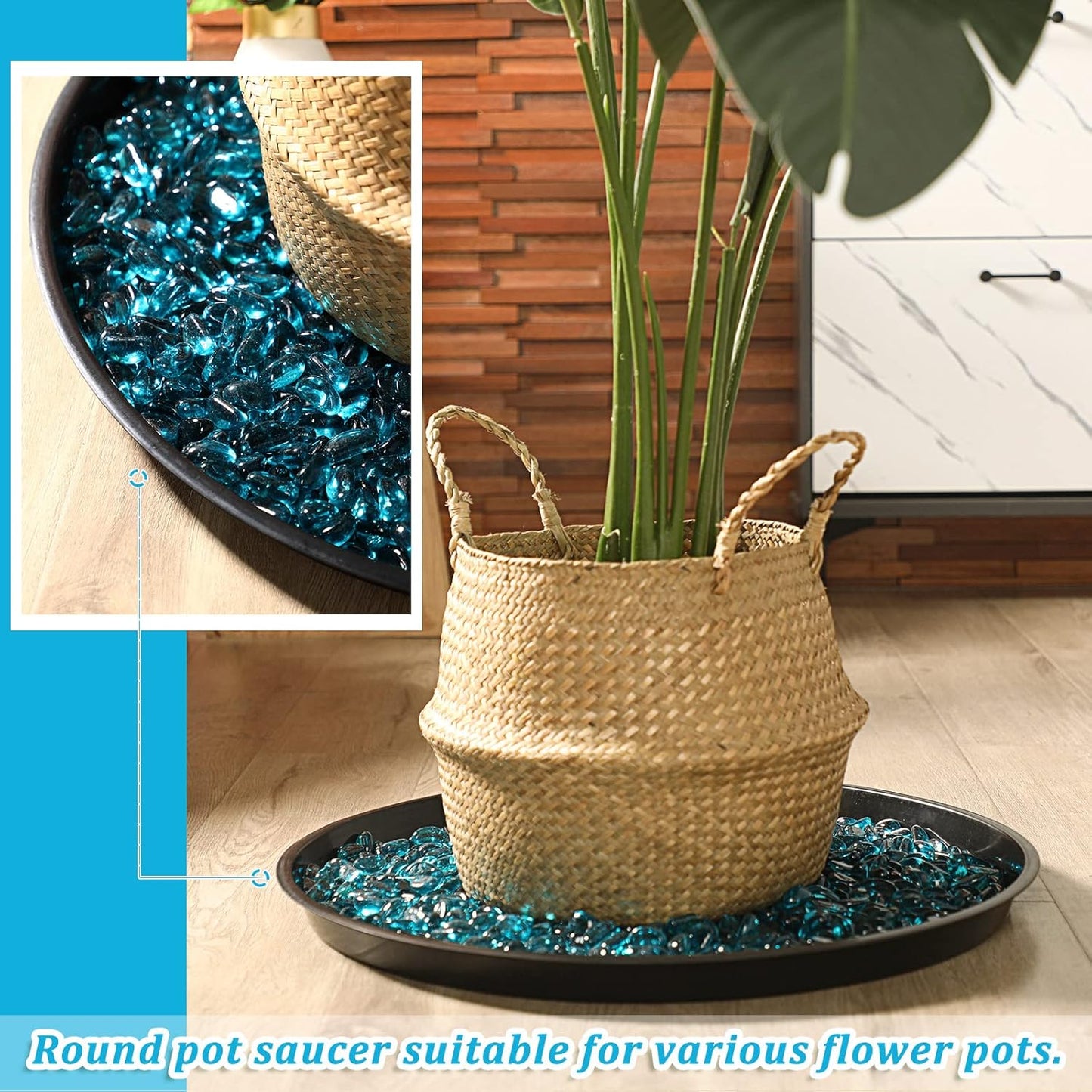 Eccliy 6 Pack Plastic Plant Saucer Heavy Duty Planter Saucers Large Plant Pot Saucers Plastic Water Trays for Indoors and Outdoors Flower Plant Plant Drip (Black,23 Inch)