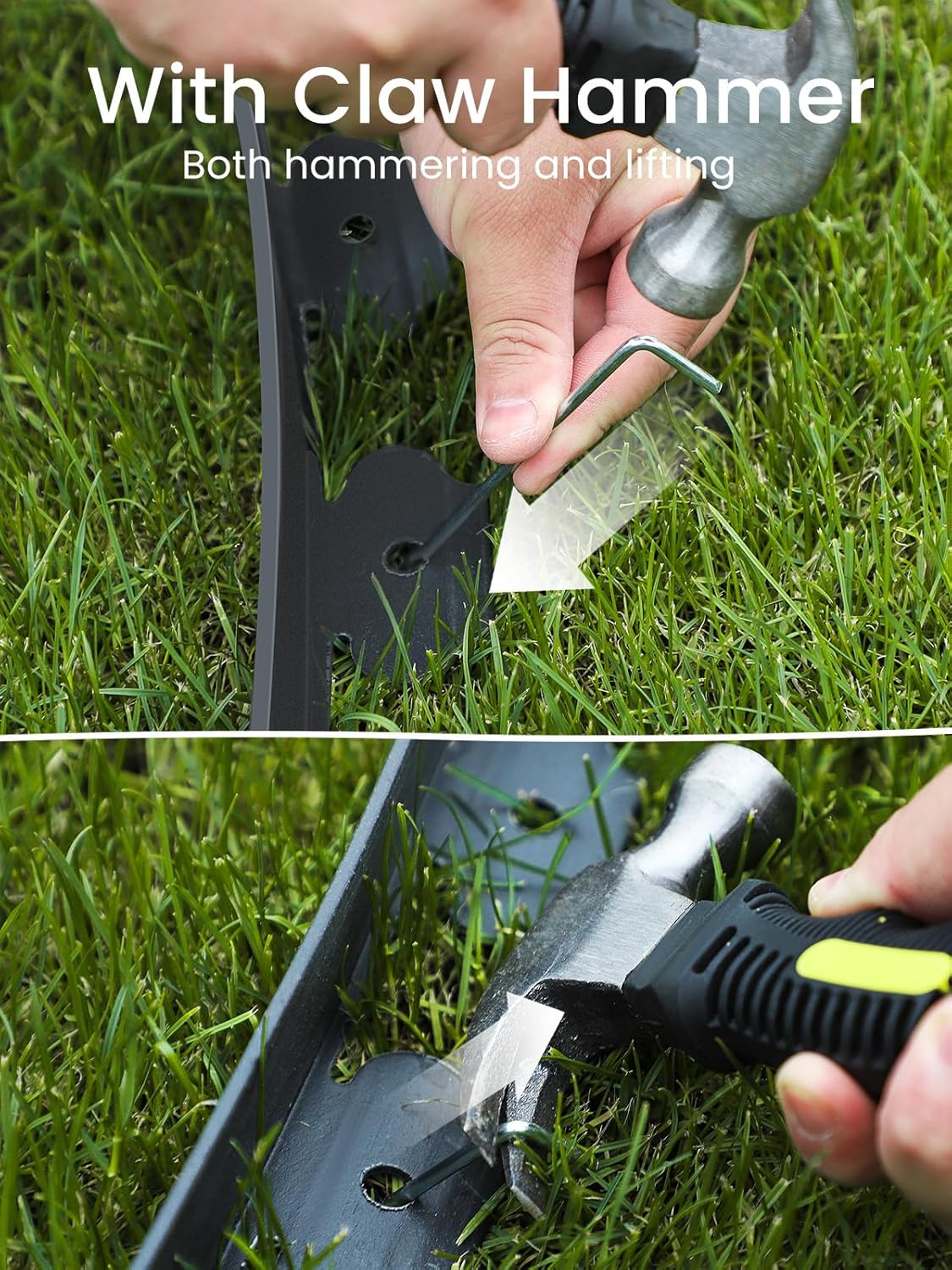 GROWNEER 100FT Landscape Edging Flexible 4 inch Tall Garden Border with 90pcs Galvanized Steel Anchoring Spikes and Hammer Lawn Edging Kit for Flower Bed, Pathway, Landscaping Project, Black