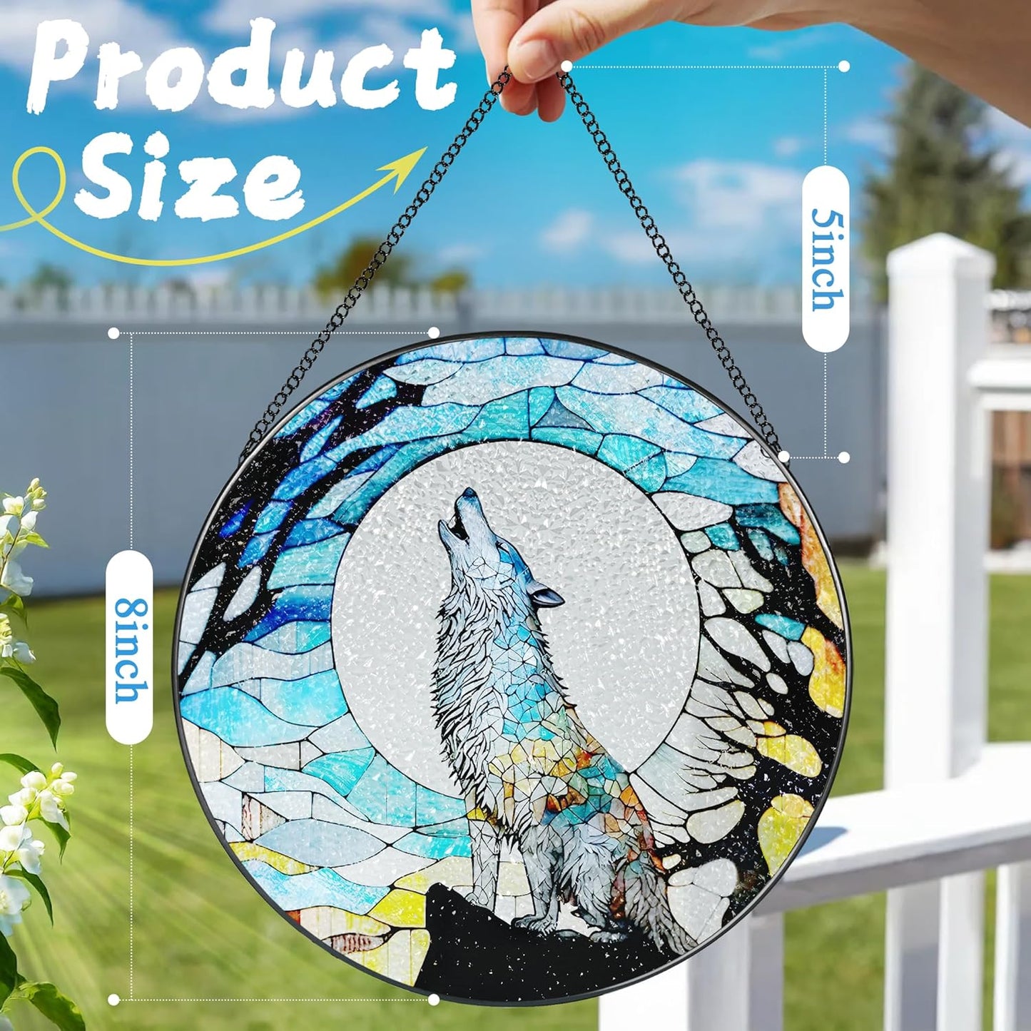 Stained Glass Window Hanging, Stained Glass Suncatcher, Wolf Sun Catcher, Window Decor, Wolf Lover Gift, Gifts for Fathers Day, Christmas or Birthday Gift, Gifts for Men Him Dad Grandfather Son